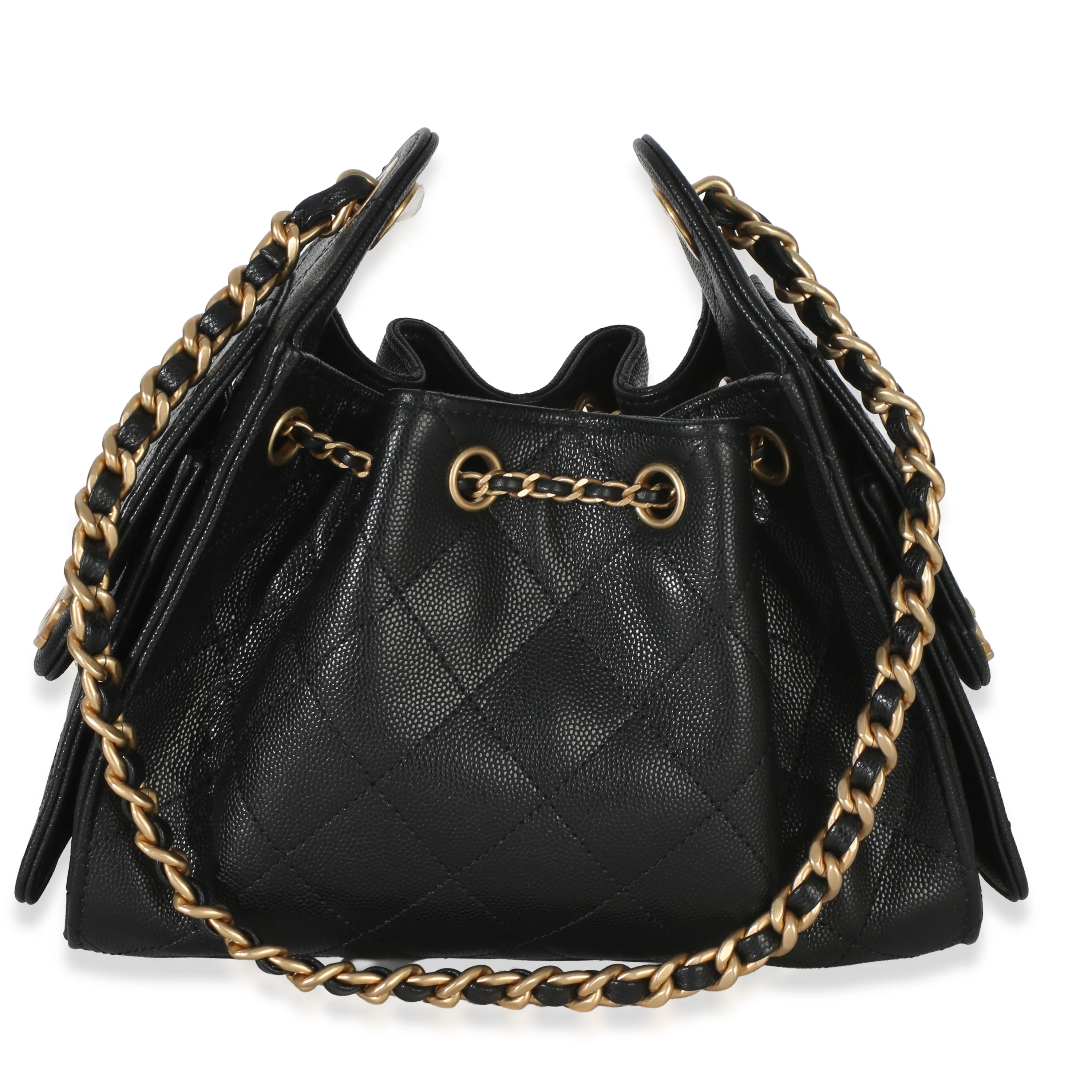 26P Black Quilted Caviar Mini Chanel 25 Hobo Handbag - Image 4