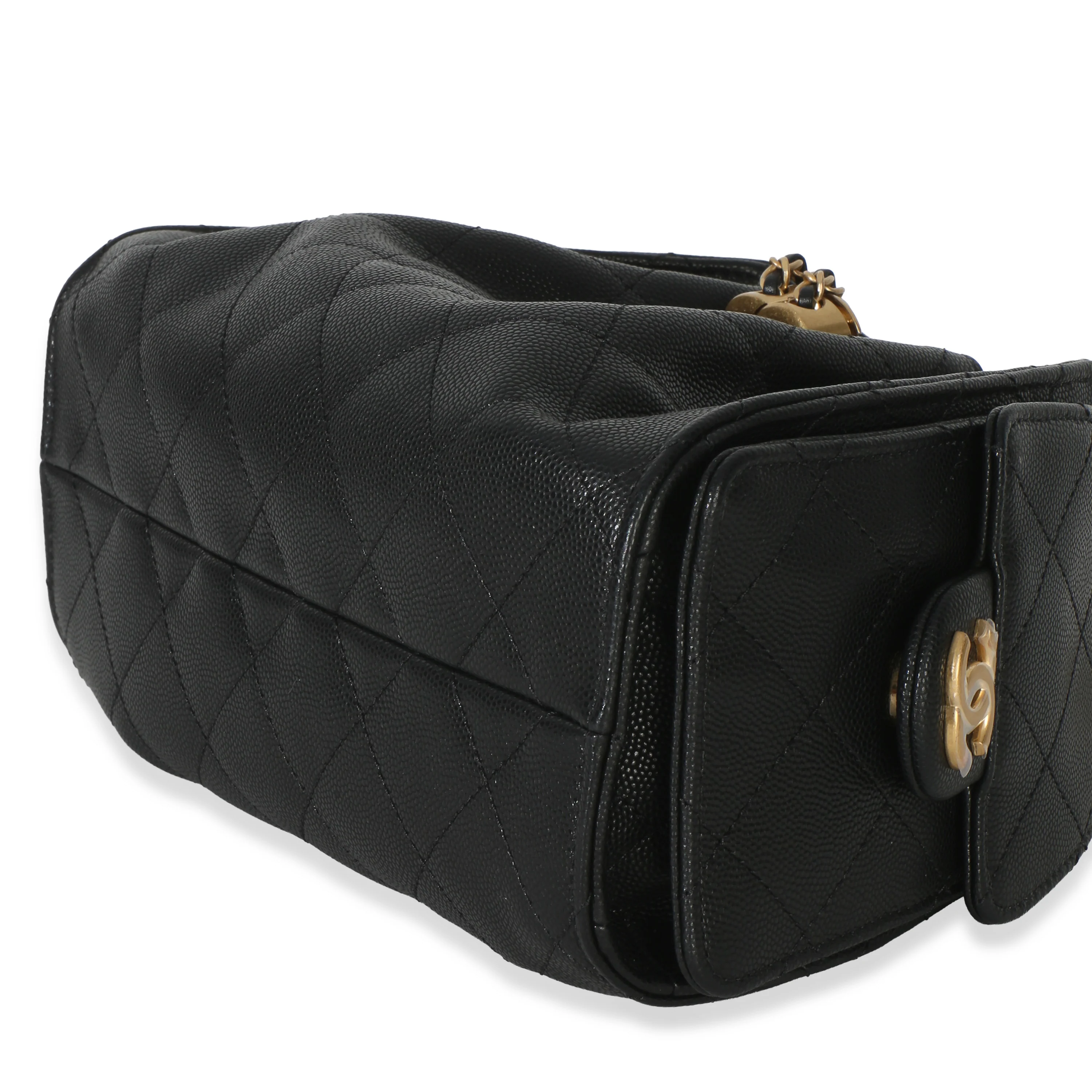26P Black Quilted Caviar Mini Chanel 25 Hobo Handbag - Image 7