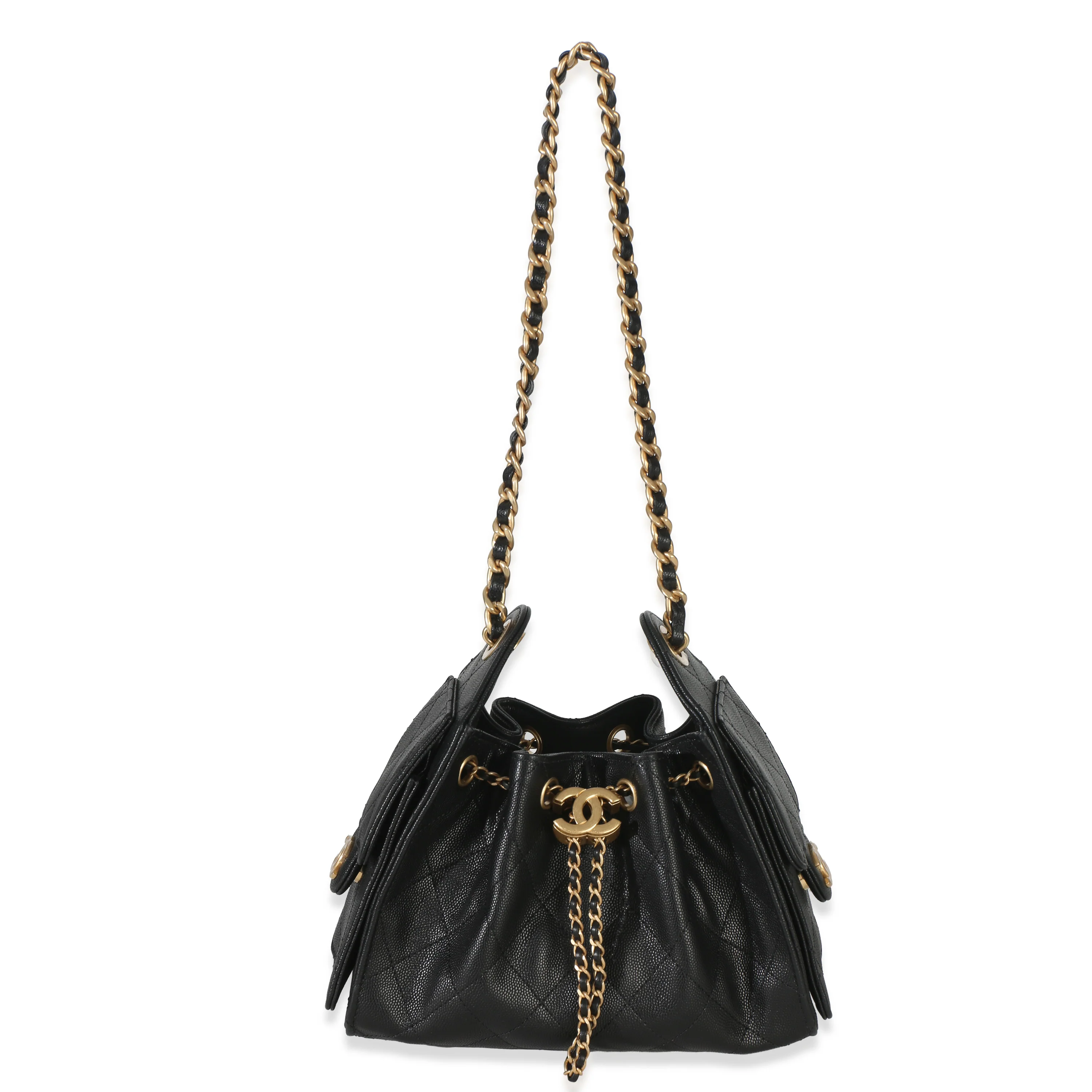 26P Black Quilted Caviar Mini Chanel 25 Hobo Handbag - Image 8