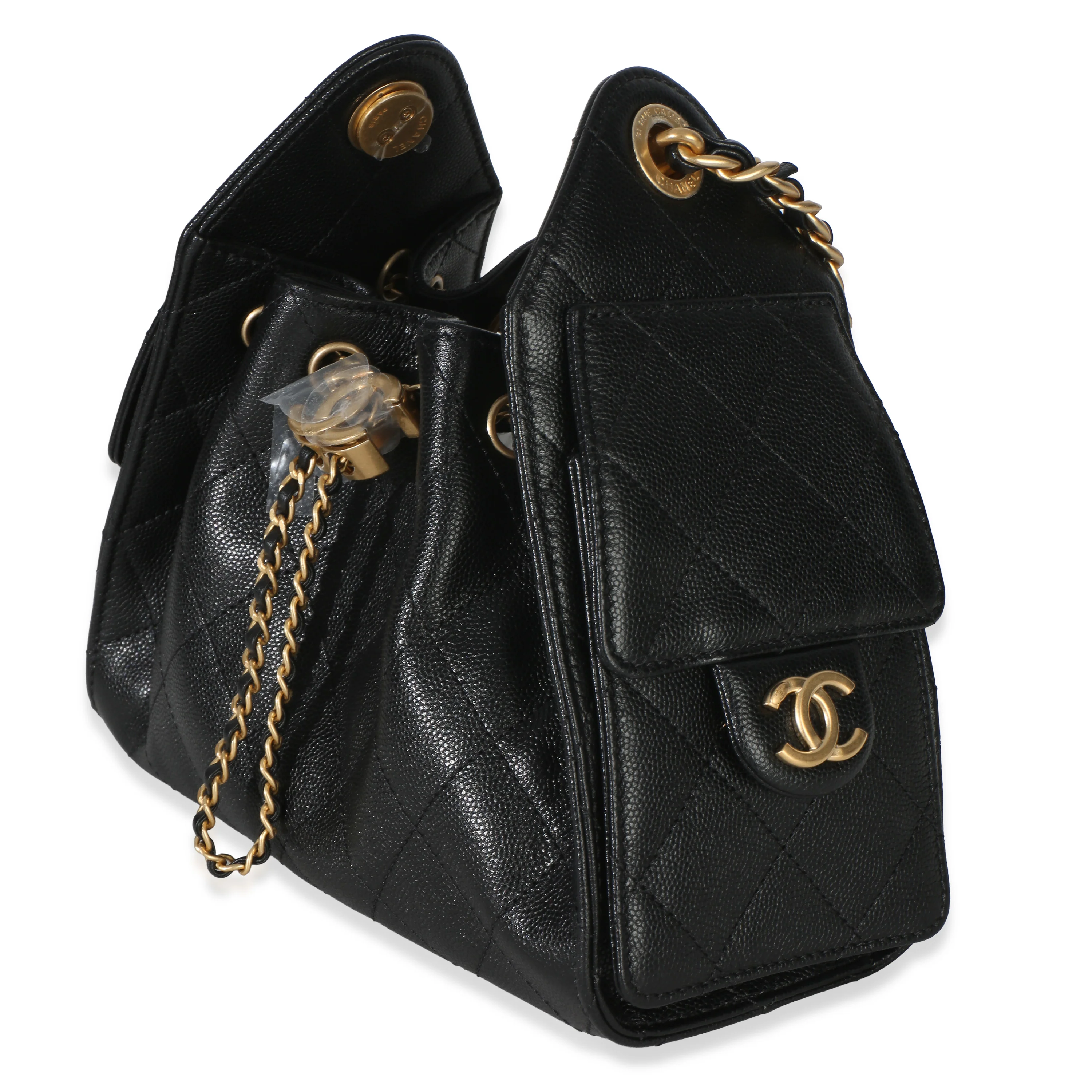 26P Black Quilted Caviar Mini Chanel 25 Hobo Handbag - Image 2