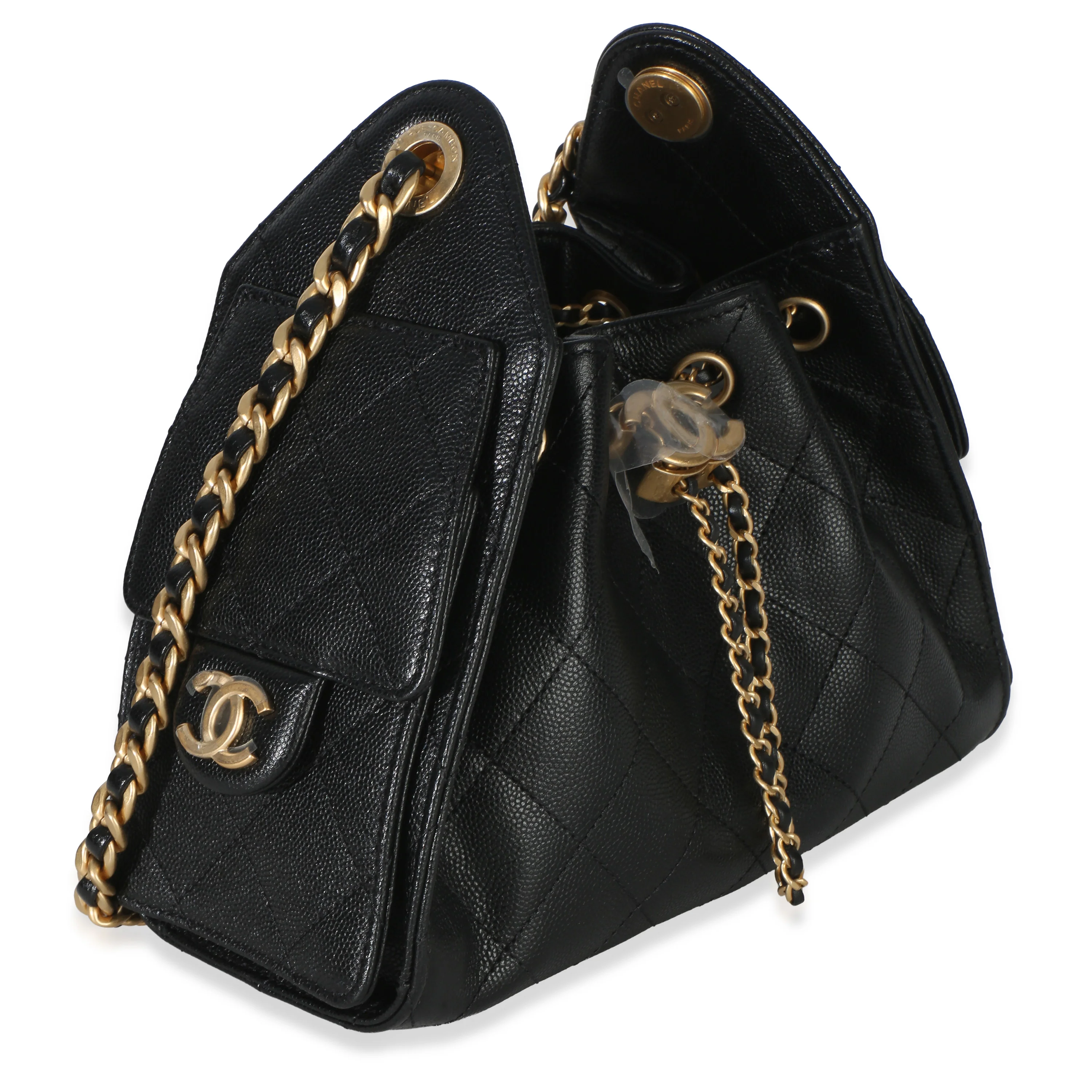 26P Black Quilted Caviar Mini Chanel 25 Hobo Handbag - Image 3