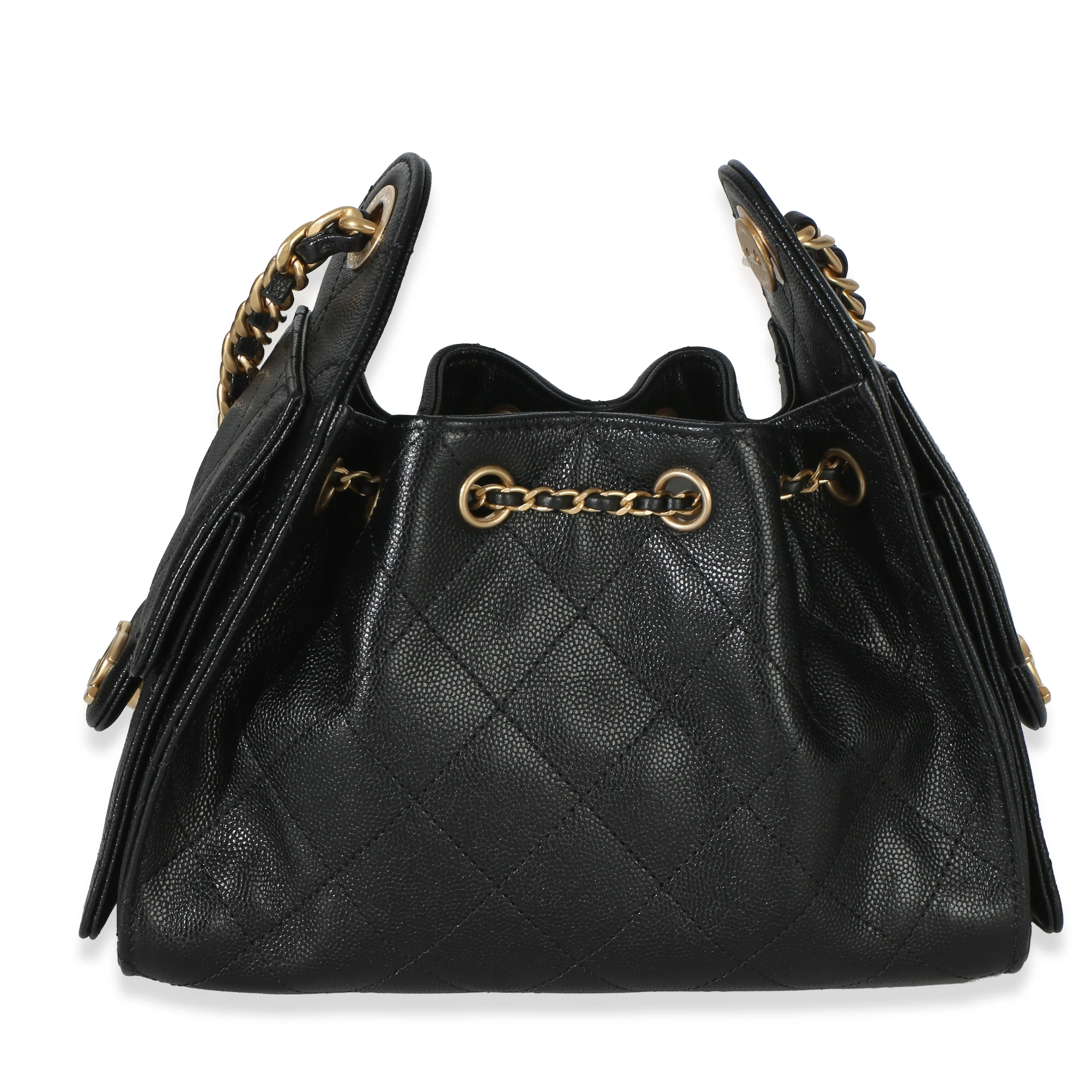 26P Black Quilted Caviar Mini Chanel 25 Hobo Handbag - Image 4