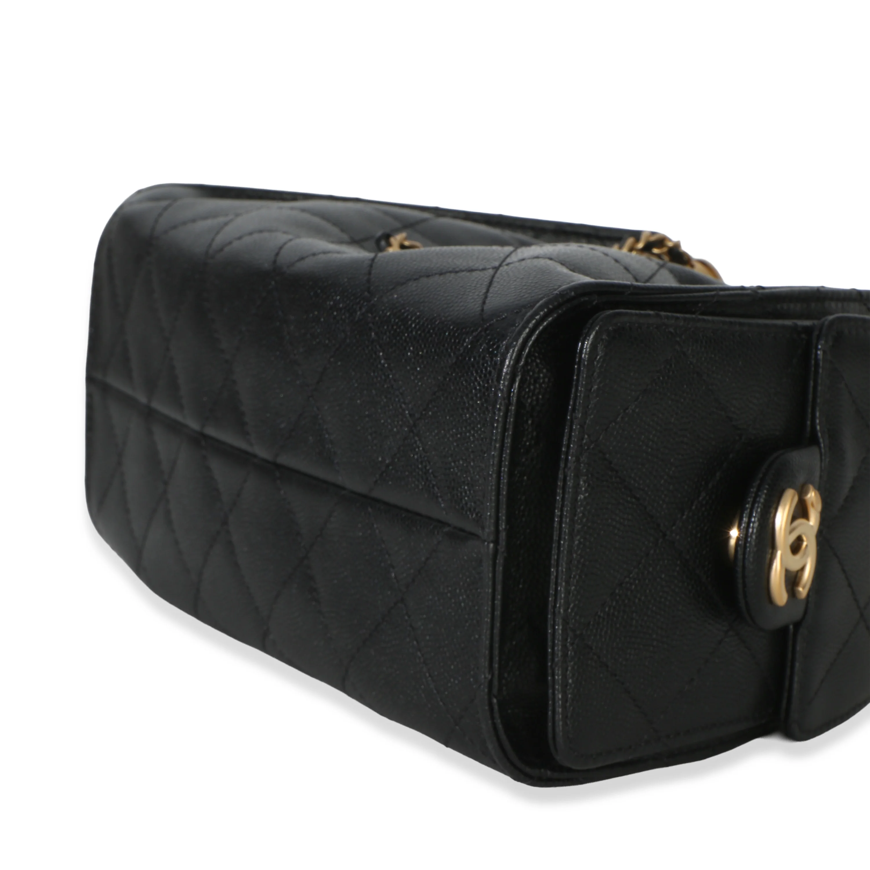 26P Black Quilted Caviar Mini Chanel 25 Hobo Handbag - Image 7