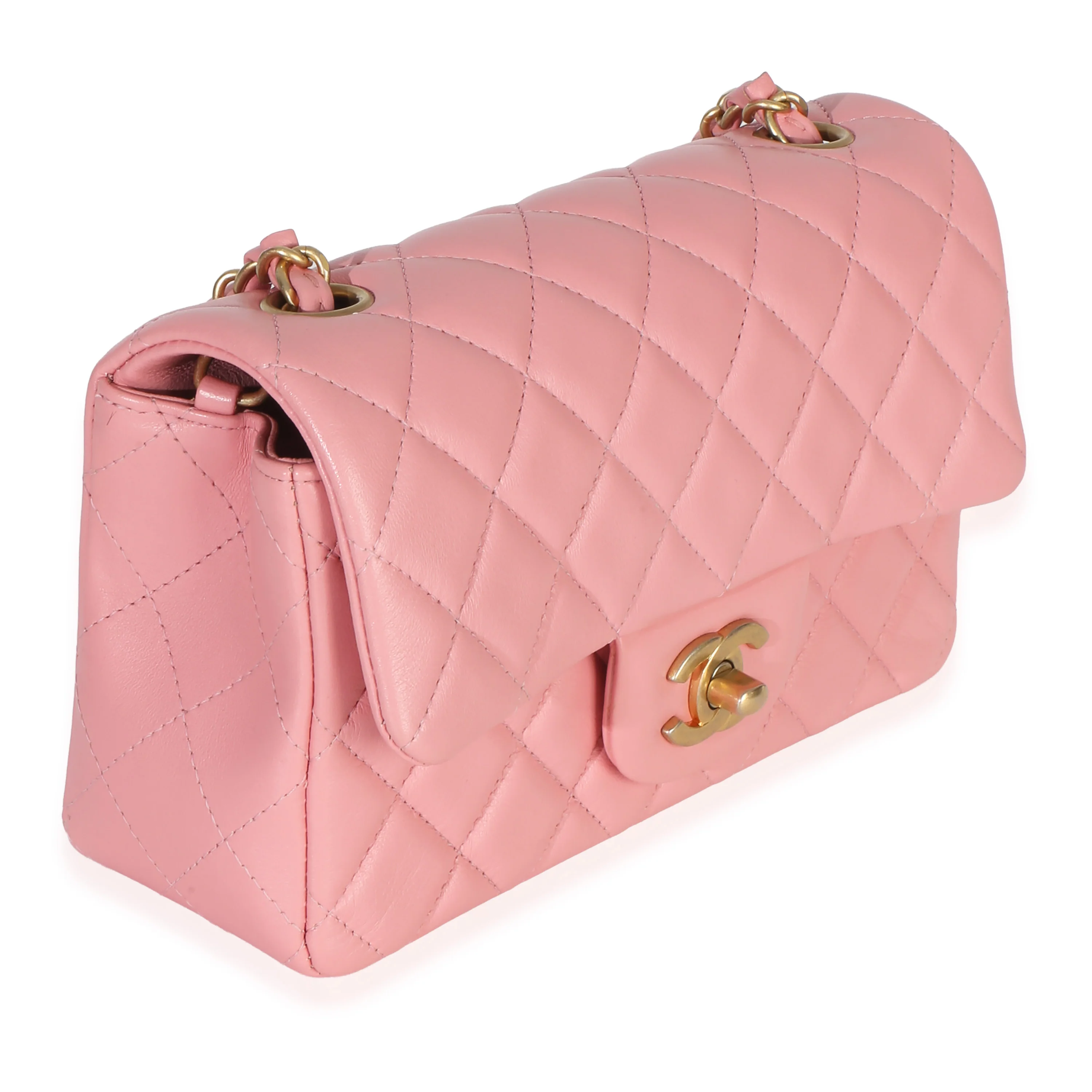Pink Quilted Lambskin Mini Rectangular Flap Bag - Image 3