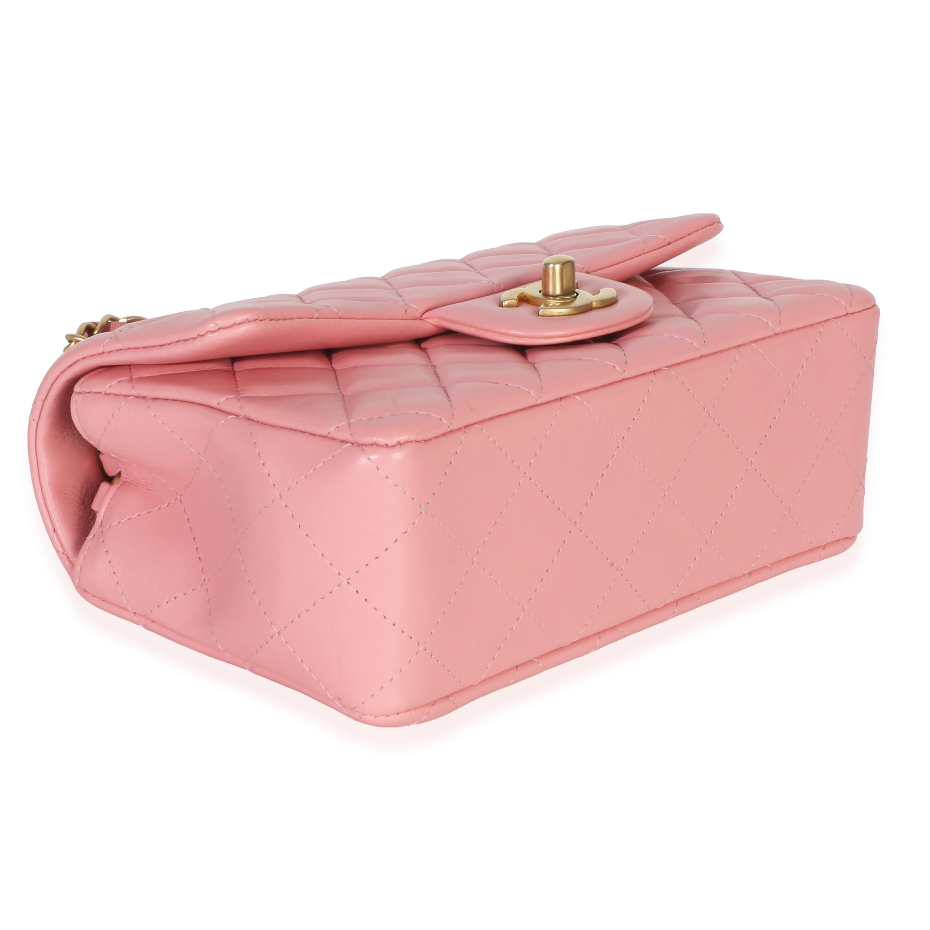 Pink Quilted Lambskin Mini Rectangular Flap Bag - Image 6