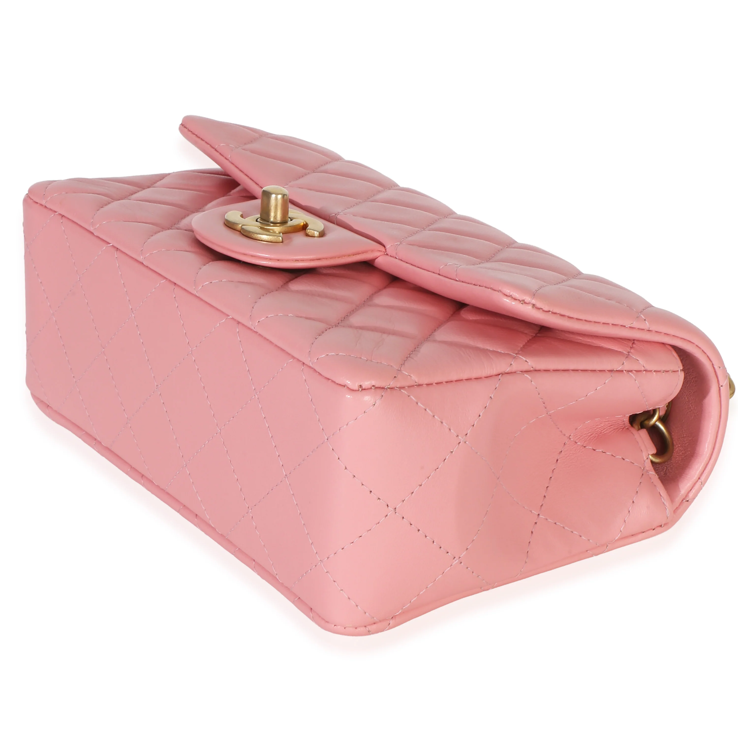 Pink Quilted Lambskin Mini Rectangular Flap Bag - Image 7