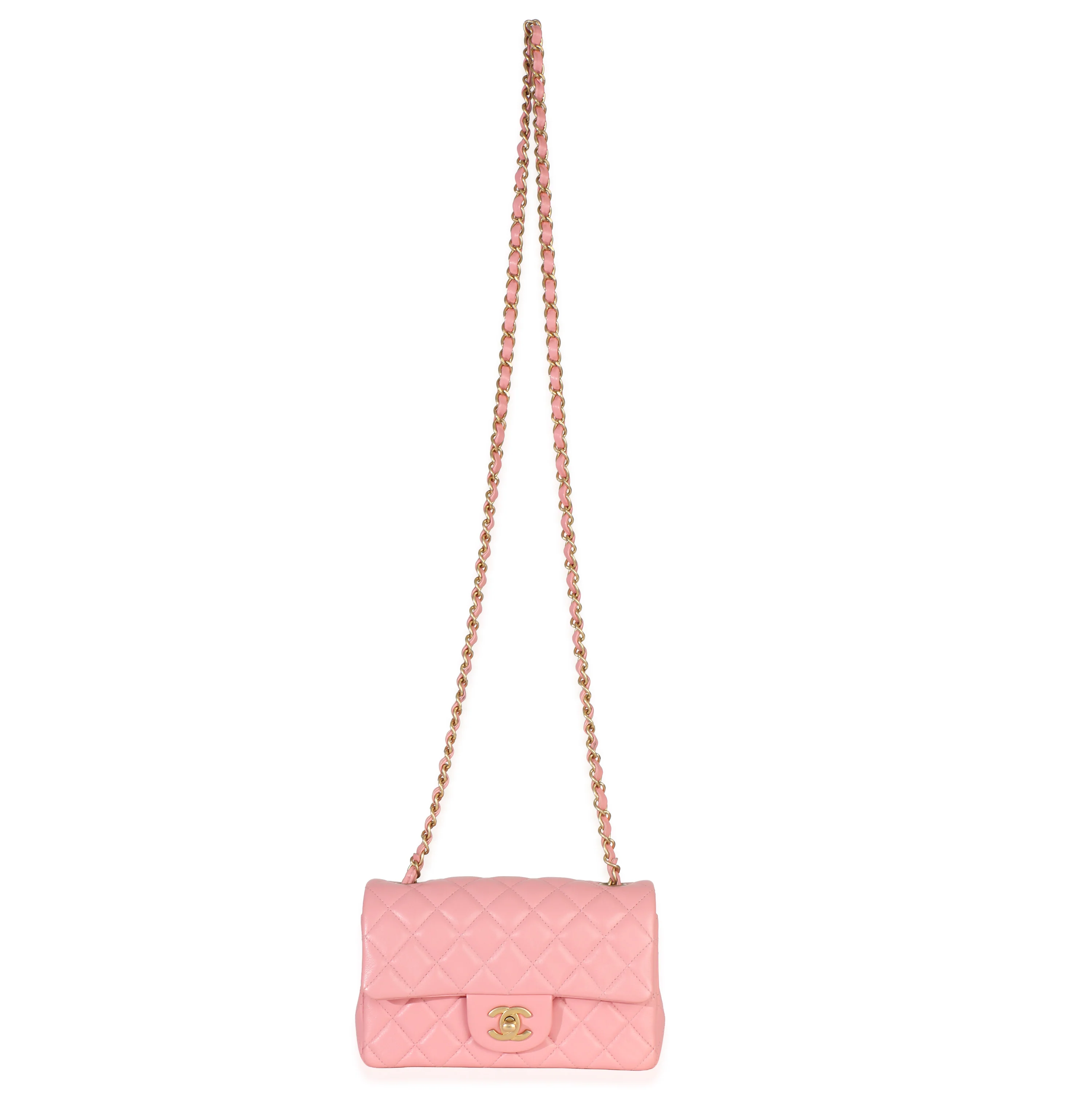 Pink Quilted Lambskin Mini Rectangular Flap Bag - Image 8