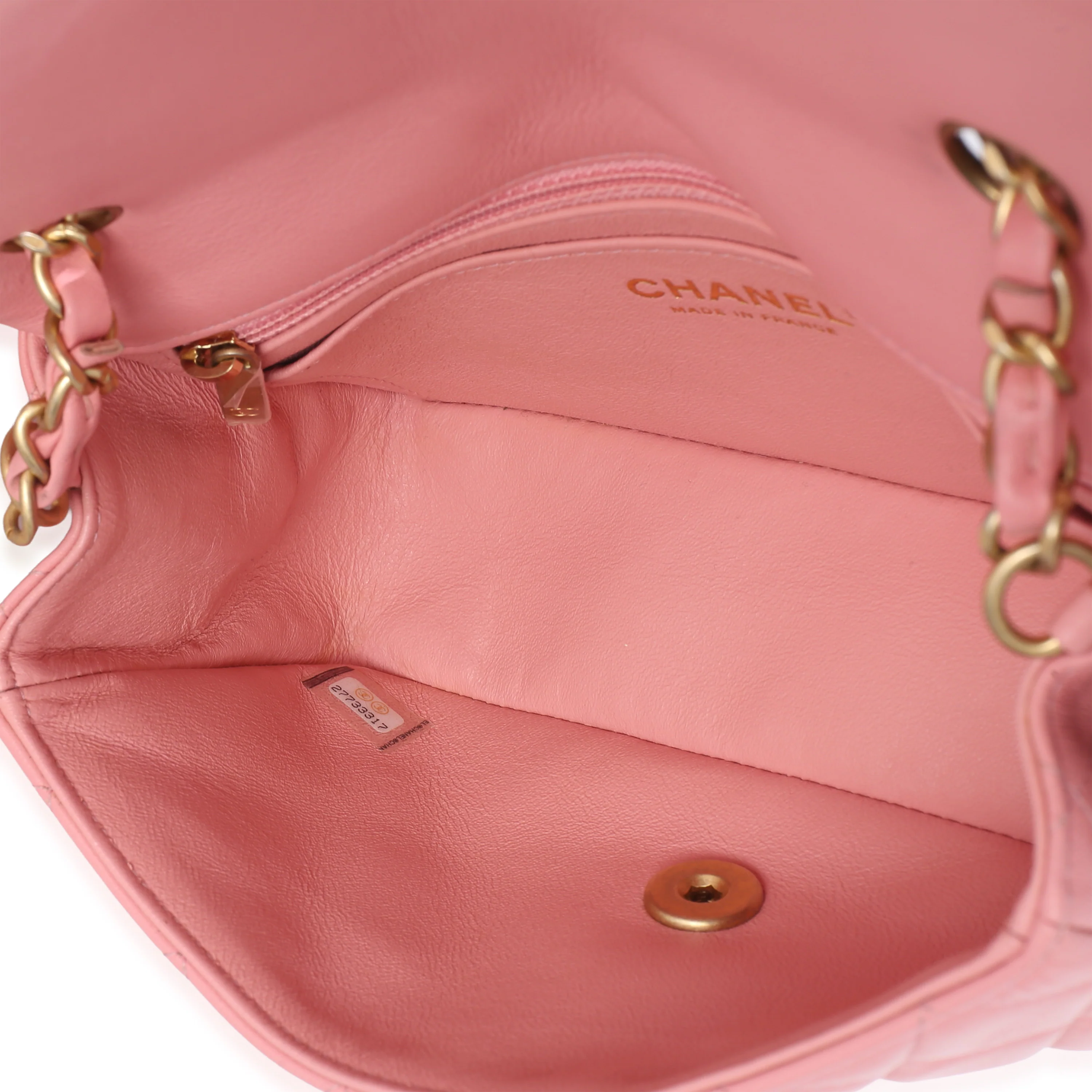 Pink Quilted Lambskin Mini Rectangular Flap Bag - Image 9