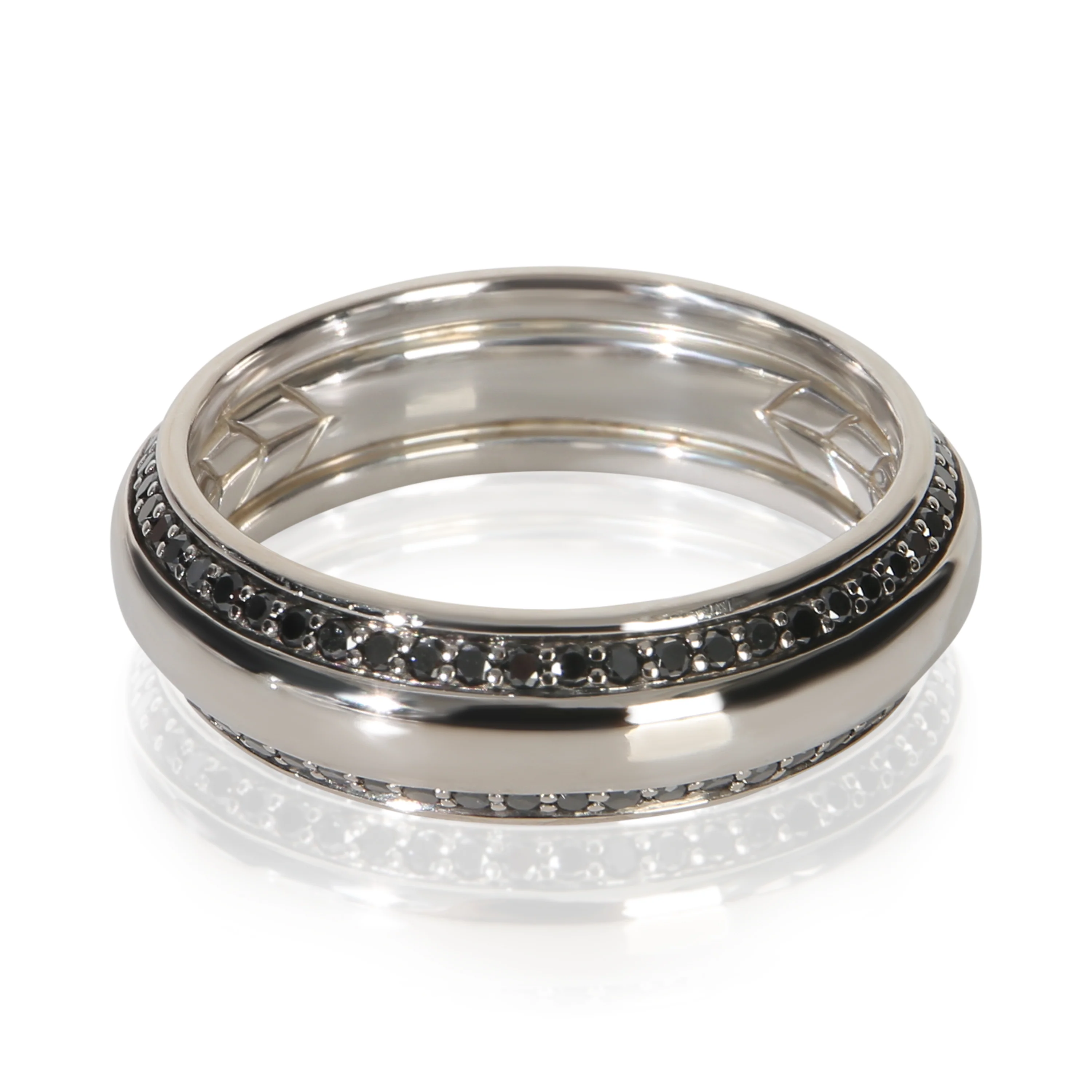 White Gold Diamond Beveled Edge Band - Image 3