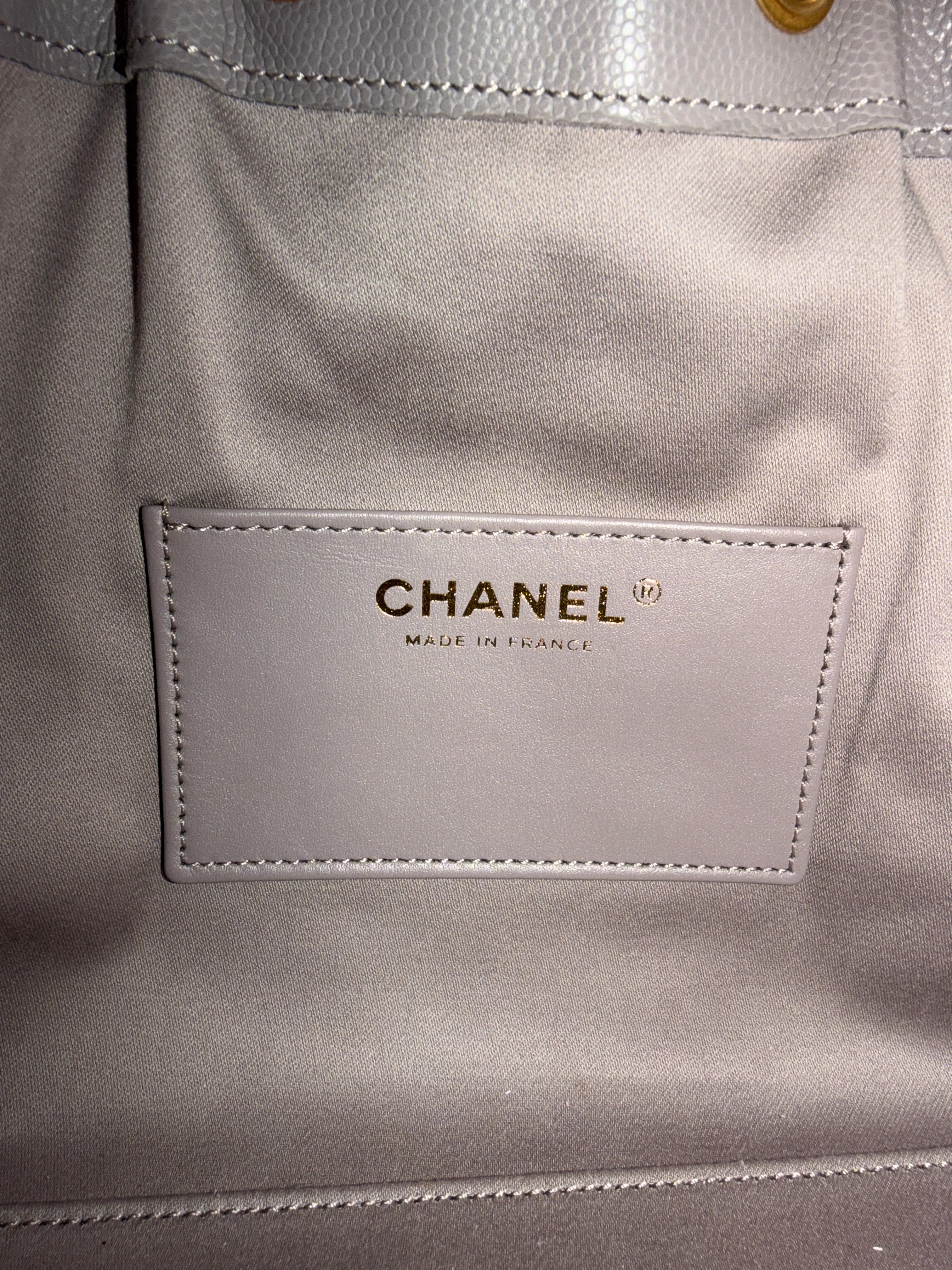 Grey Quilted Caviar Small Chanel 25 Hobo Handbag - Image 10