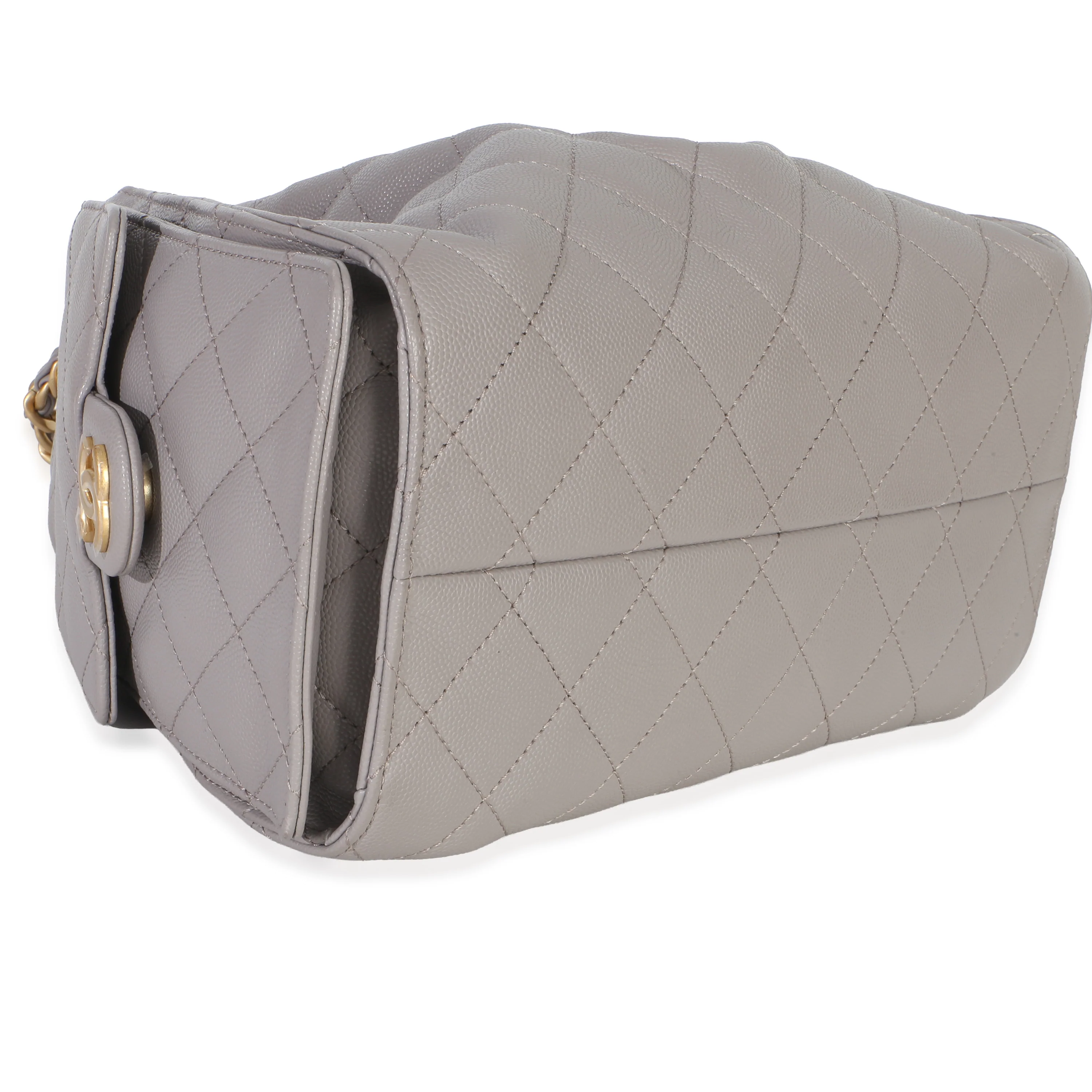 Grey Quilted Caviar Small Chanel 25 Hobo Handbag - Image 6