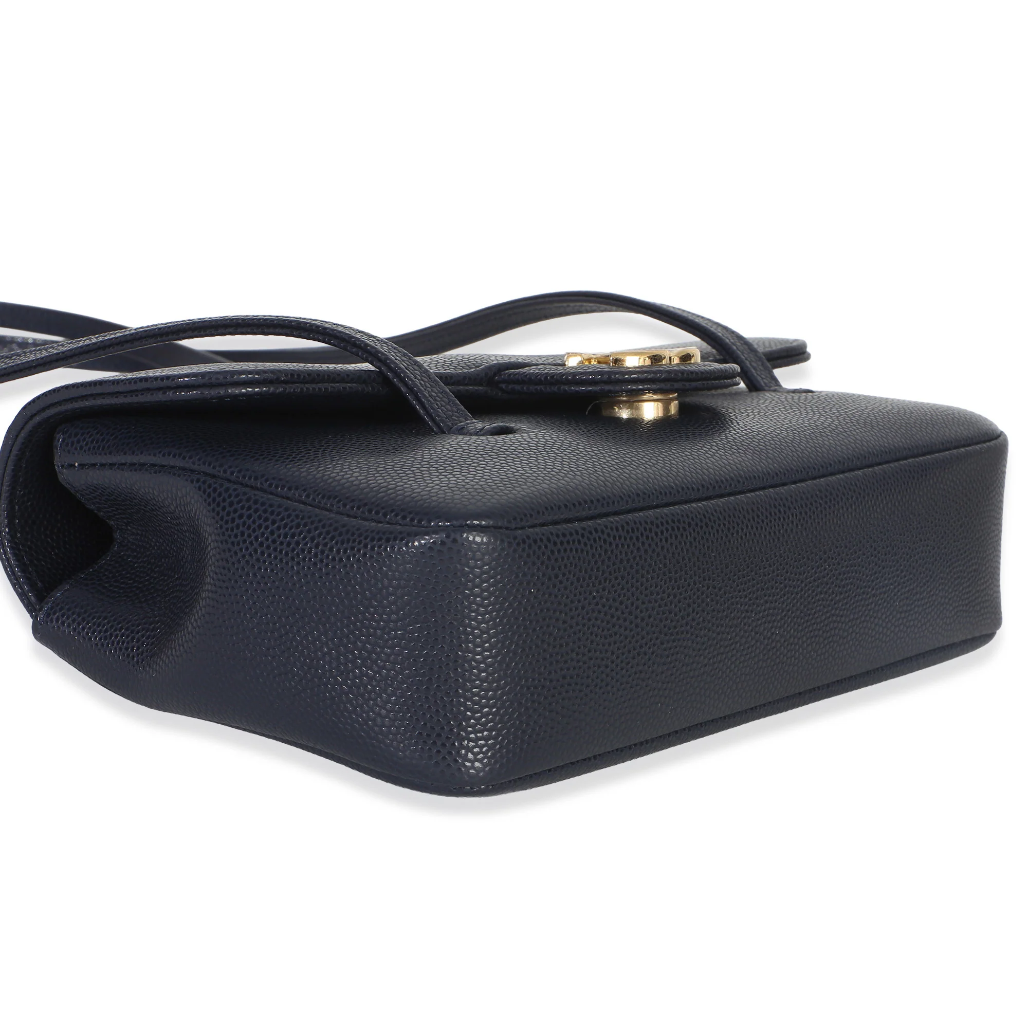 Navy Grained Shiny Calfskin Preppy Flap Bag - Image 6