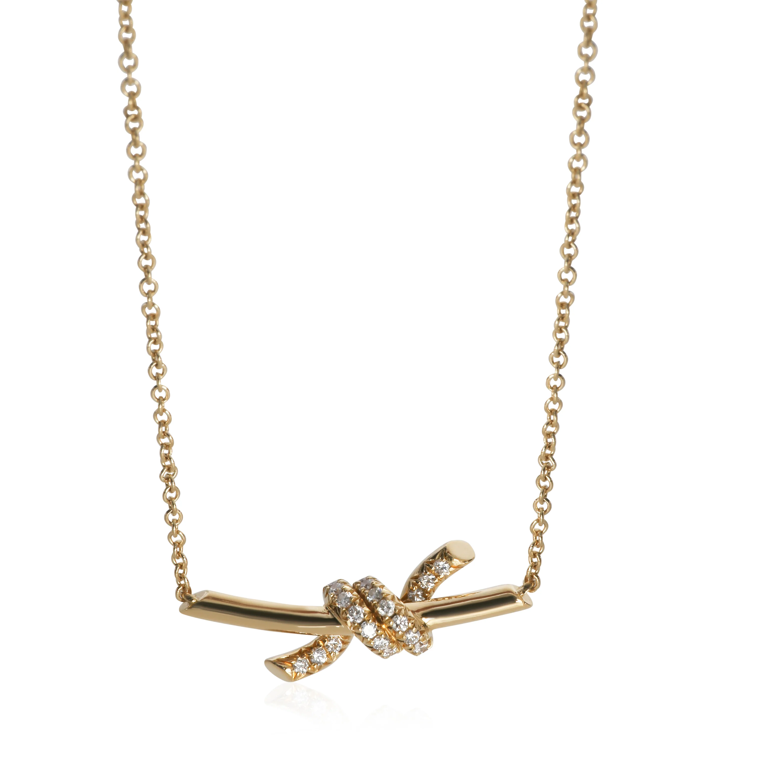 Yellow Gold Diamond Small Model Knot Necklace