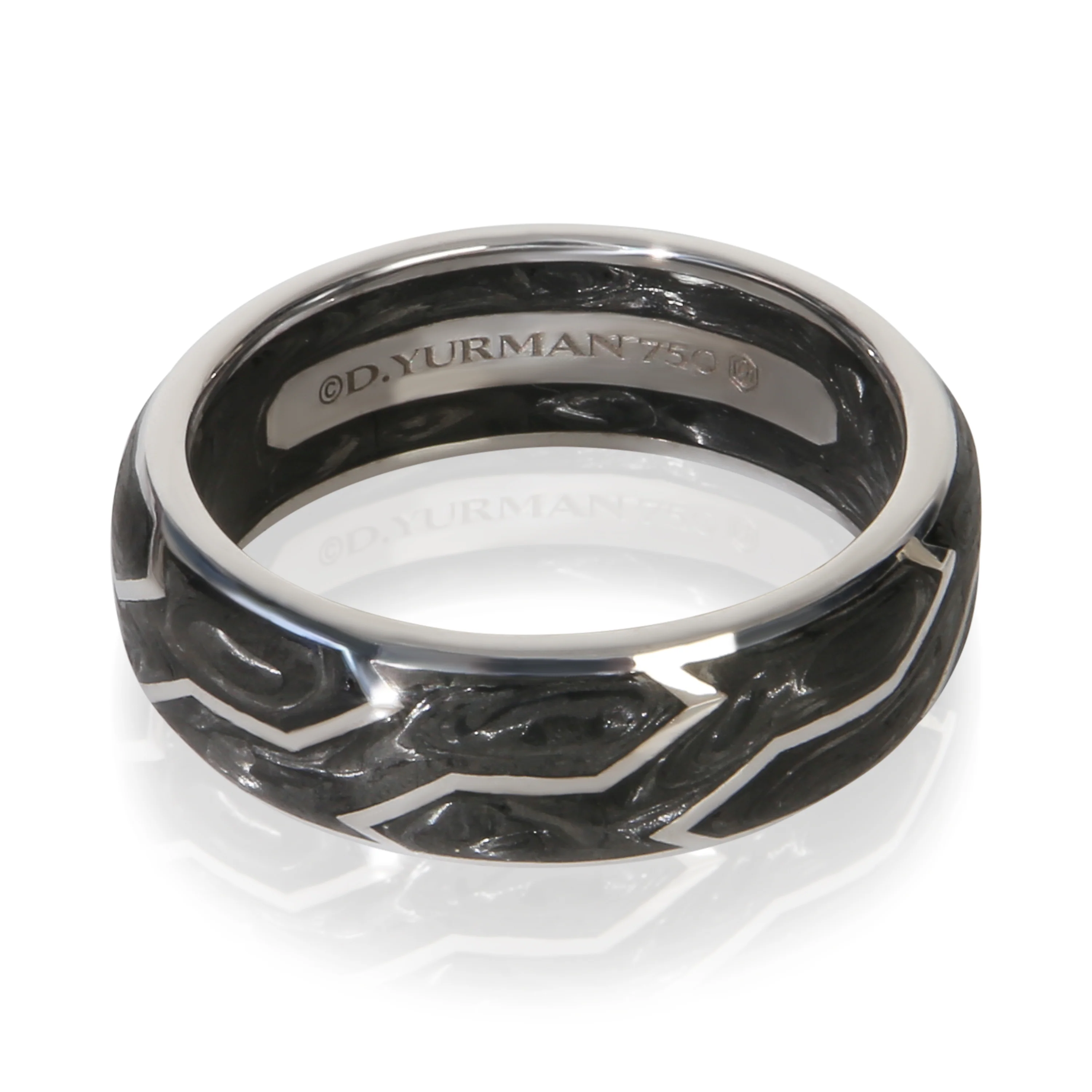 White Gold 8mm Forged Carbon Band