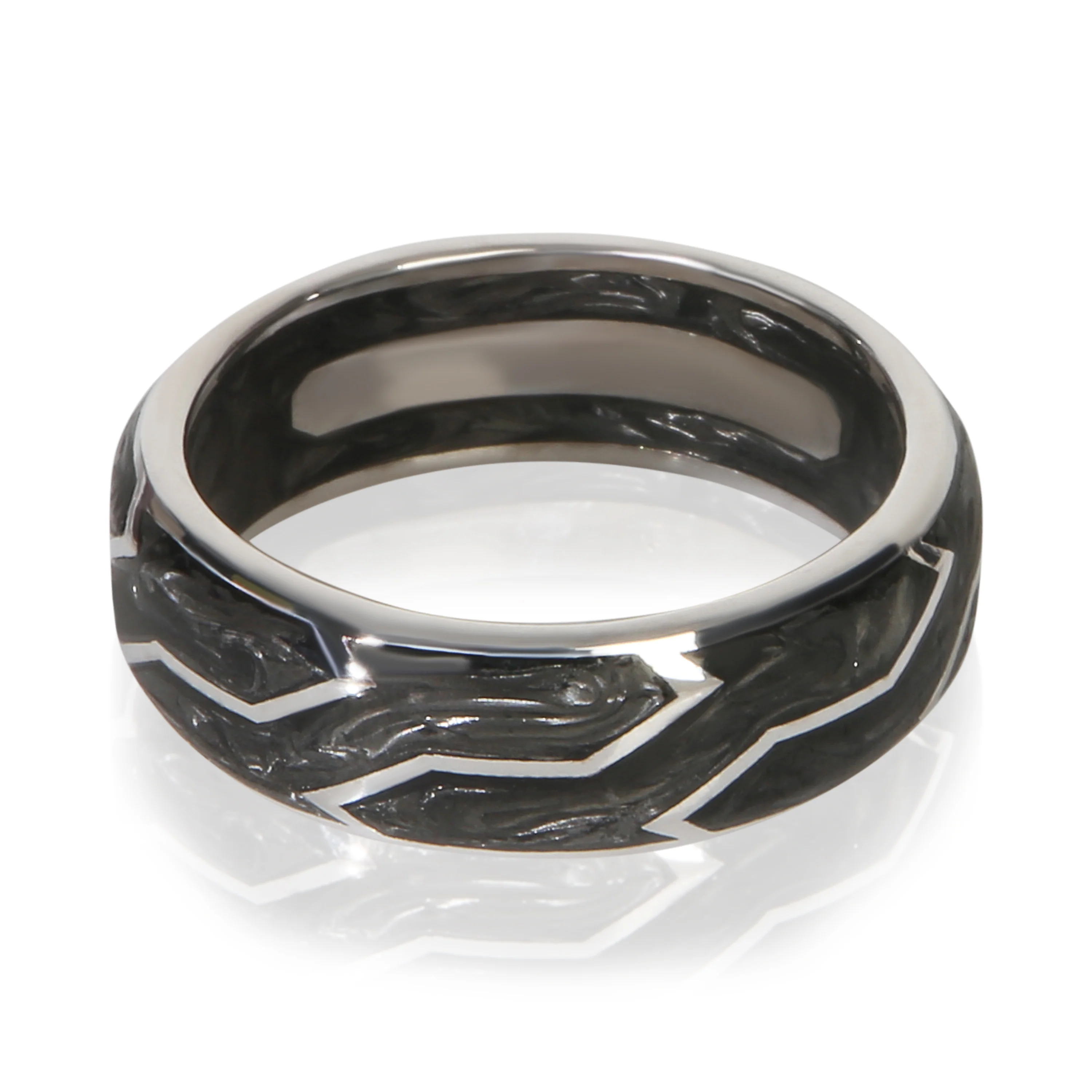 White Gold 8mm Forged Carbon Band - Image 3