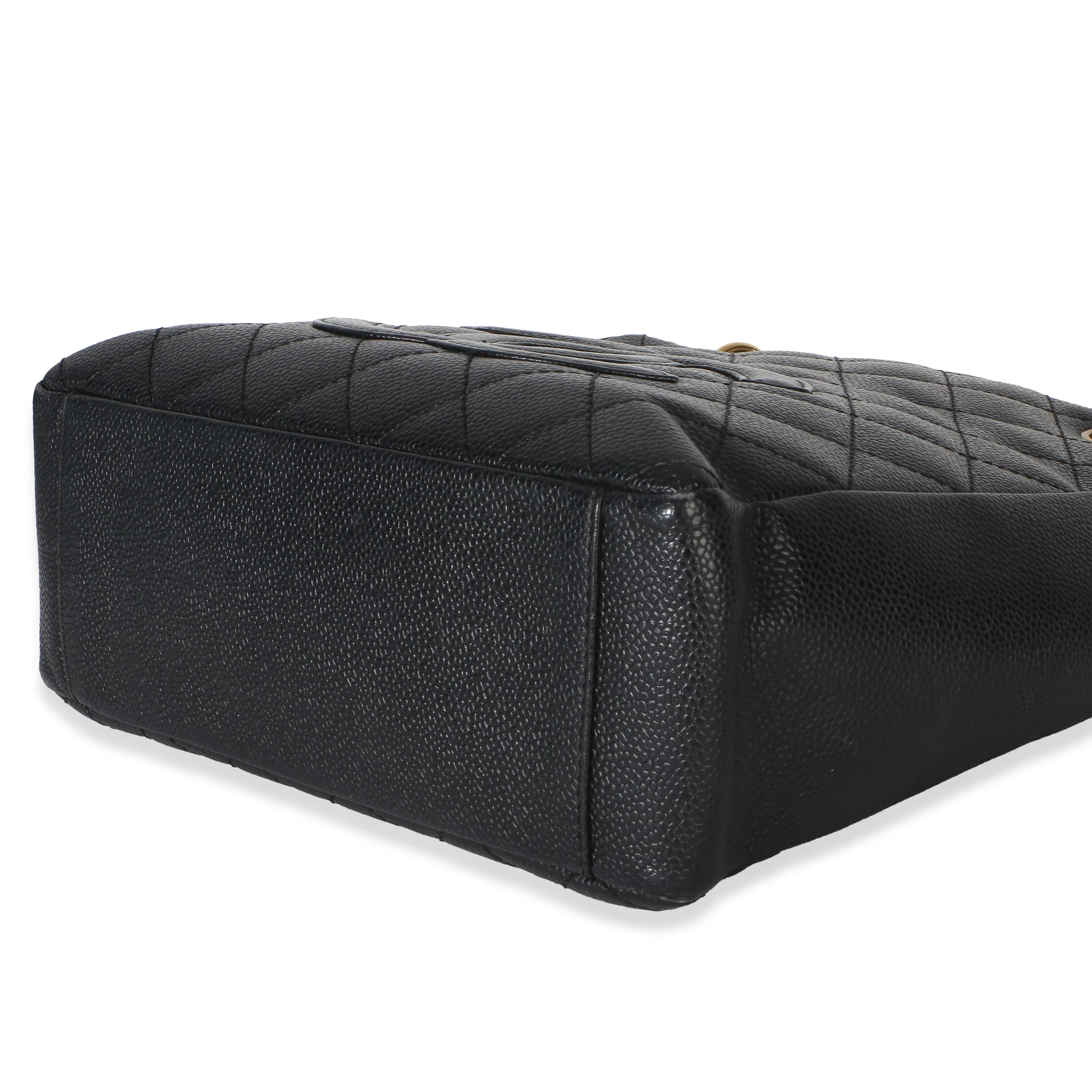 Black Quilted Caviar Petit Shopping Tote - Image 7