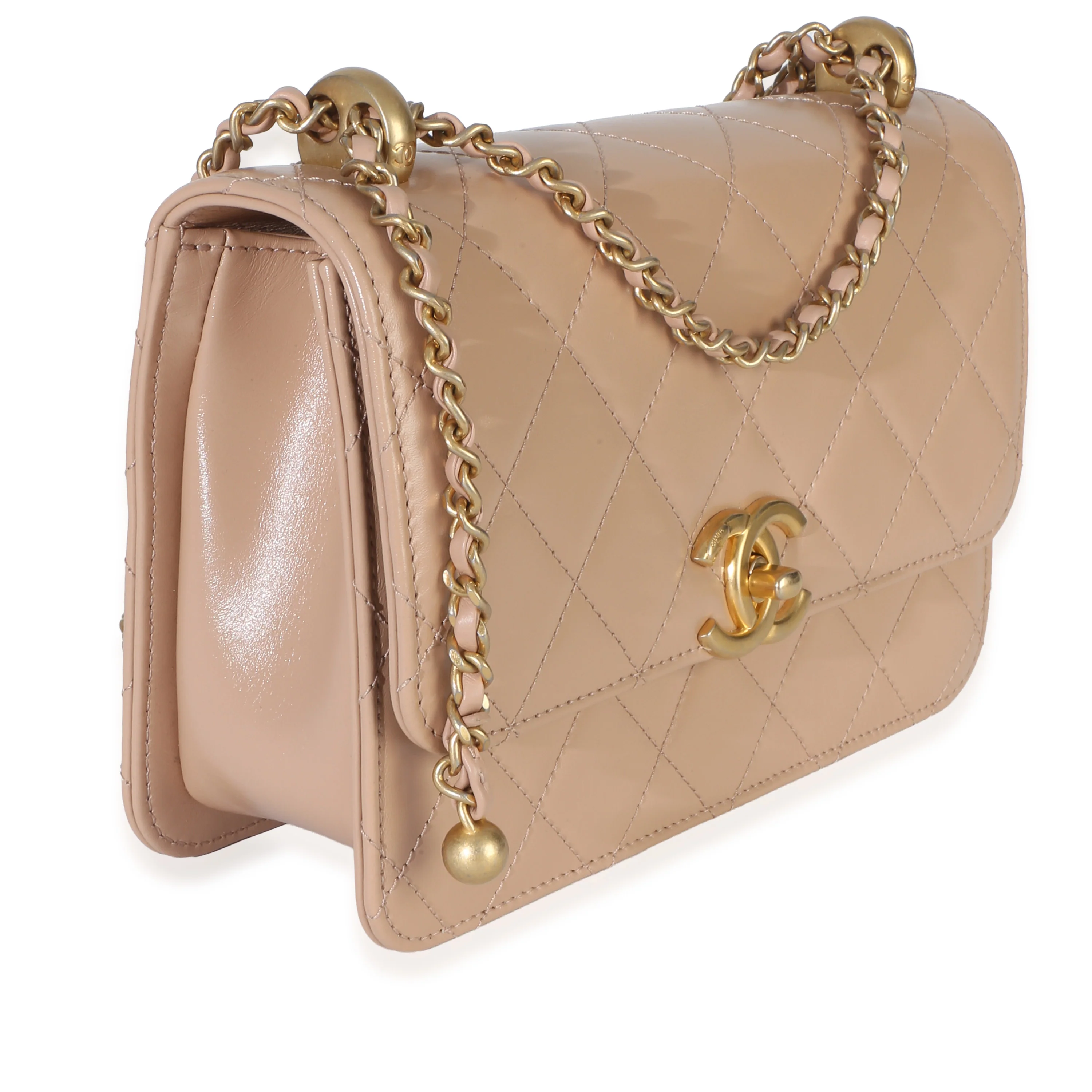 Beige Quilted Calfskin Mini Perfect Fit Flap Bag - Image 3