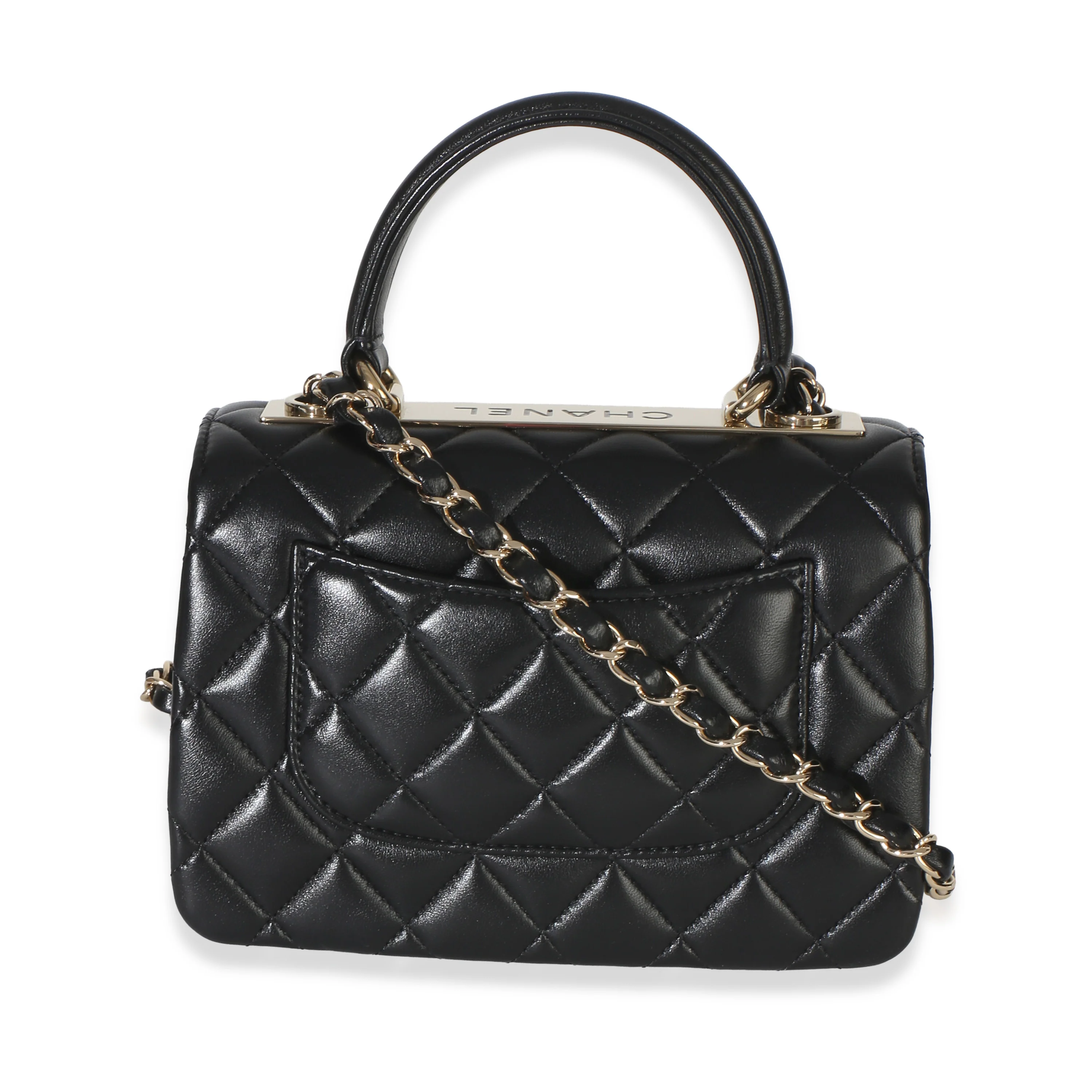 Black Quilted Lambskin Mini Trendy CC Top Handle - Image 4