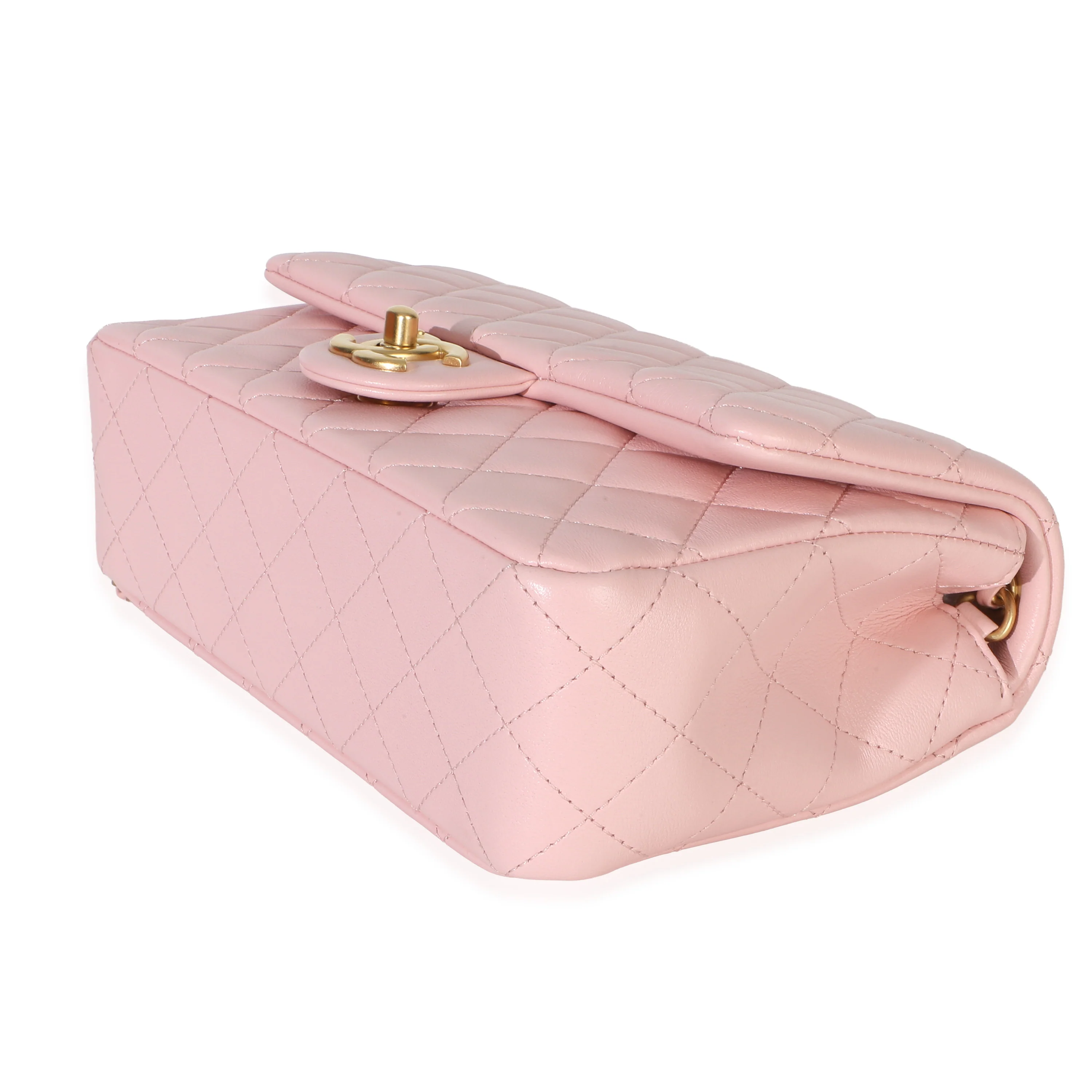 Pink Quilted Lambskin Small CC Crush Flap Bag - Image 7