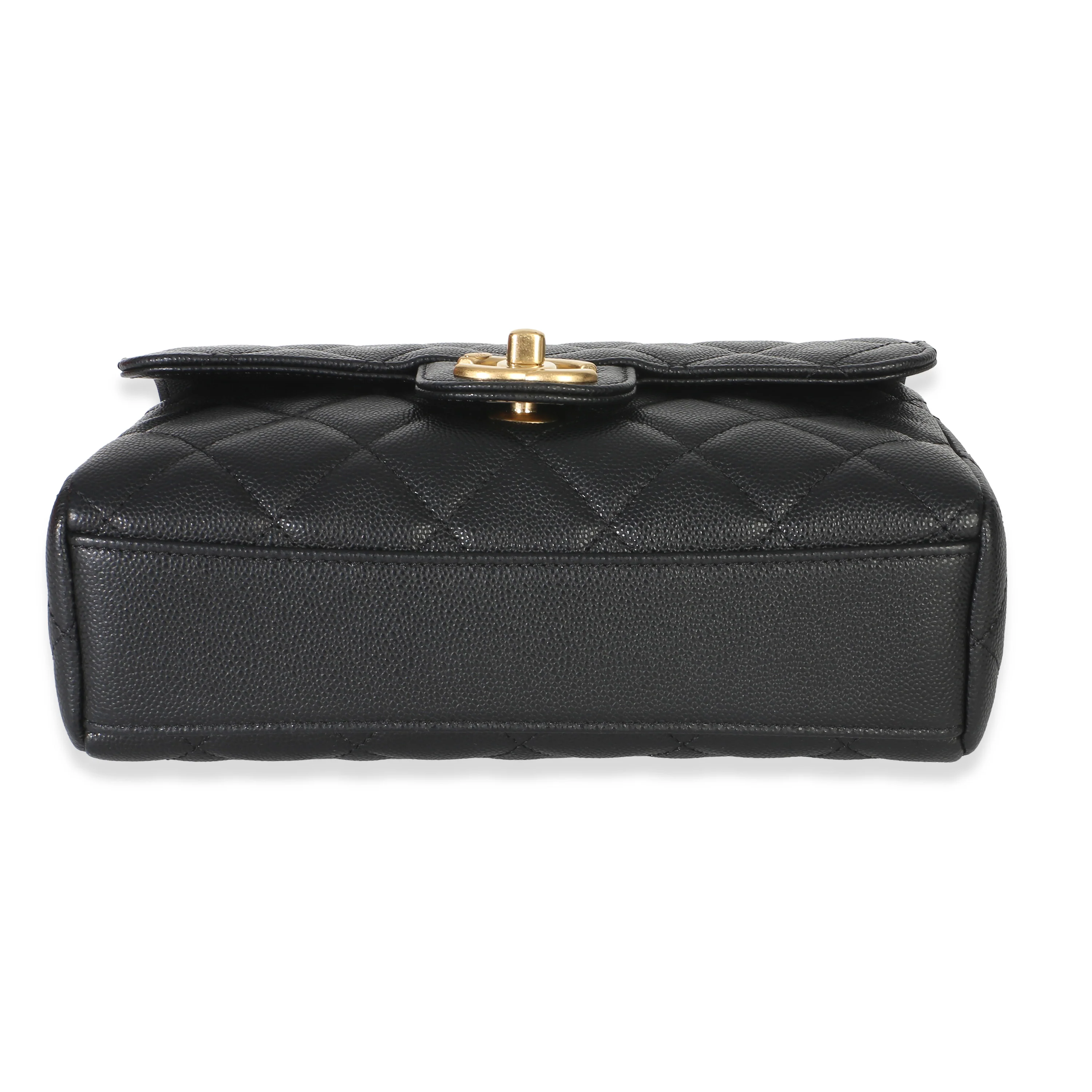 Black Quilted Caviar Coco First Flap Handbag - Image 5
