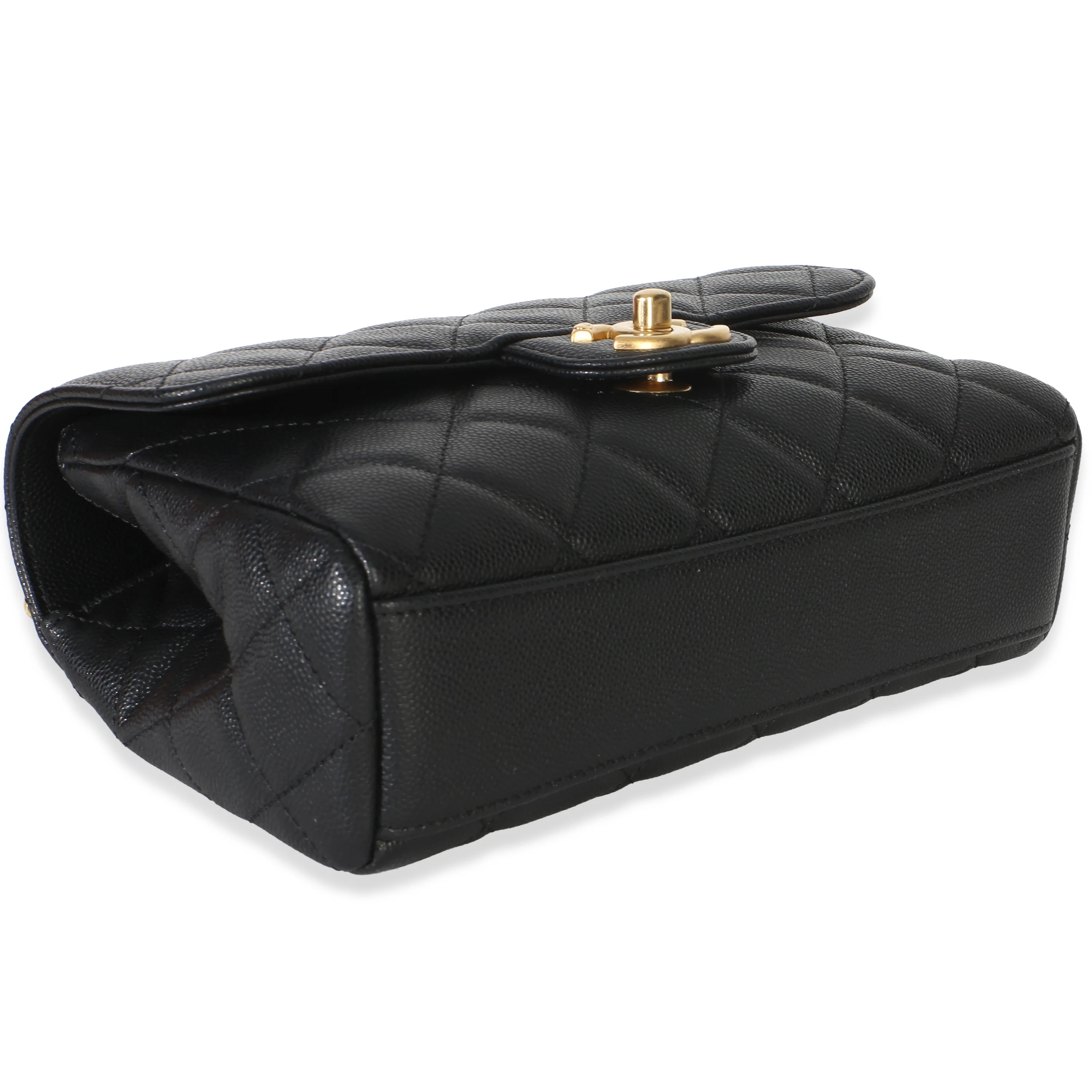 Black Quilted Caviar Coco First Flap Handbag - Image 6