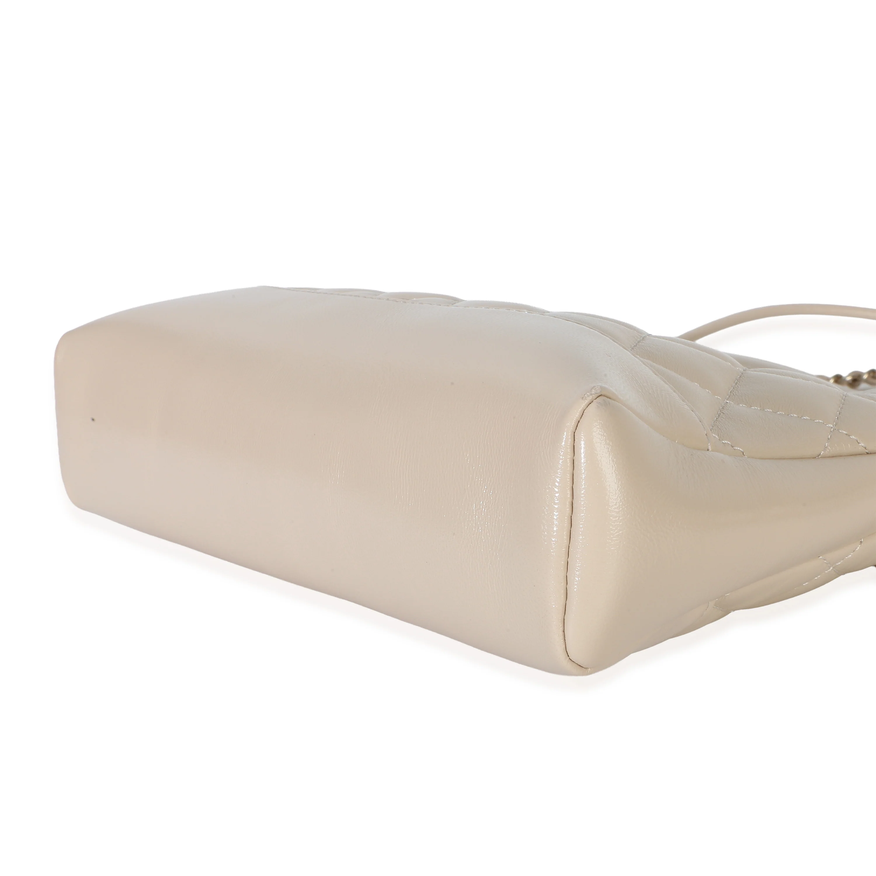 Beige Shiny Crumpled Quilted Calfskin Mini 31 Shopping Bag - Image 7