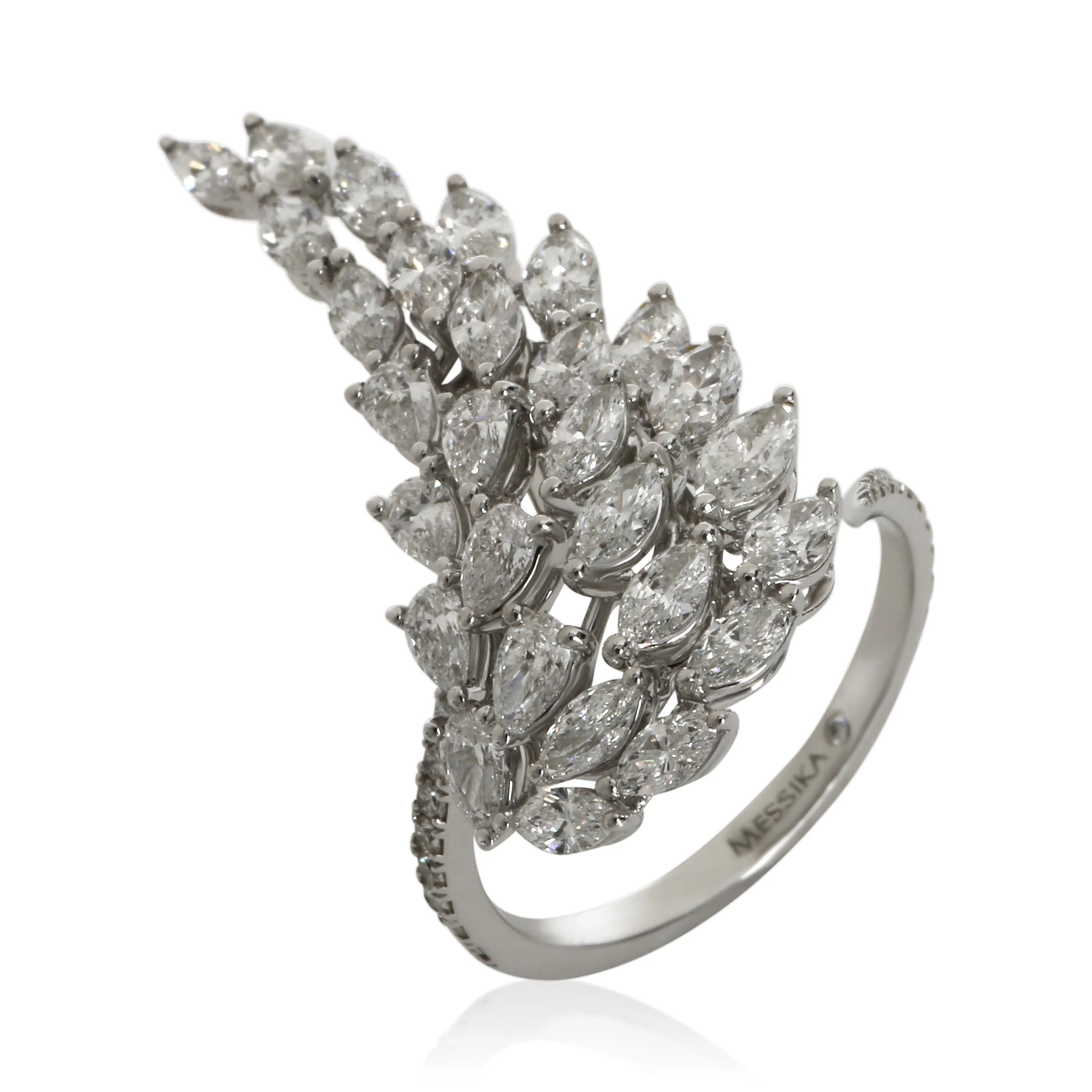 White Gold Diamond Angel Wing Ring - Image 8