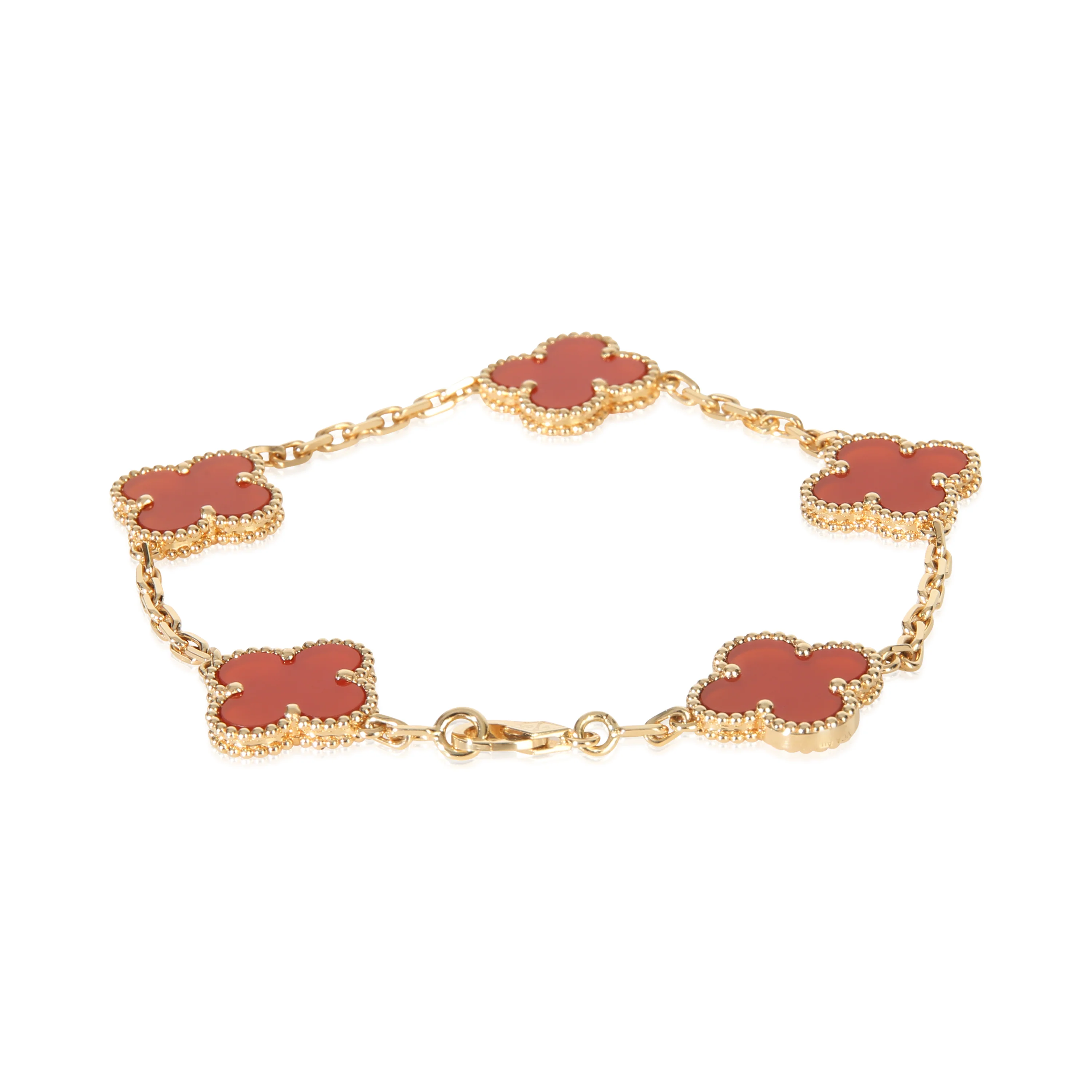 Yellow Gold Carnelian Vintage Alhambra Bracelet - Image 3