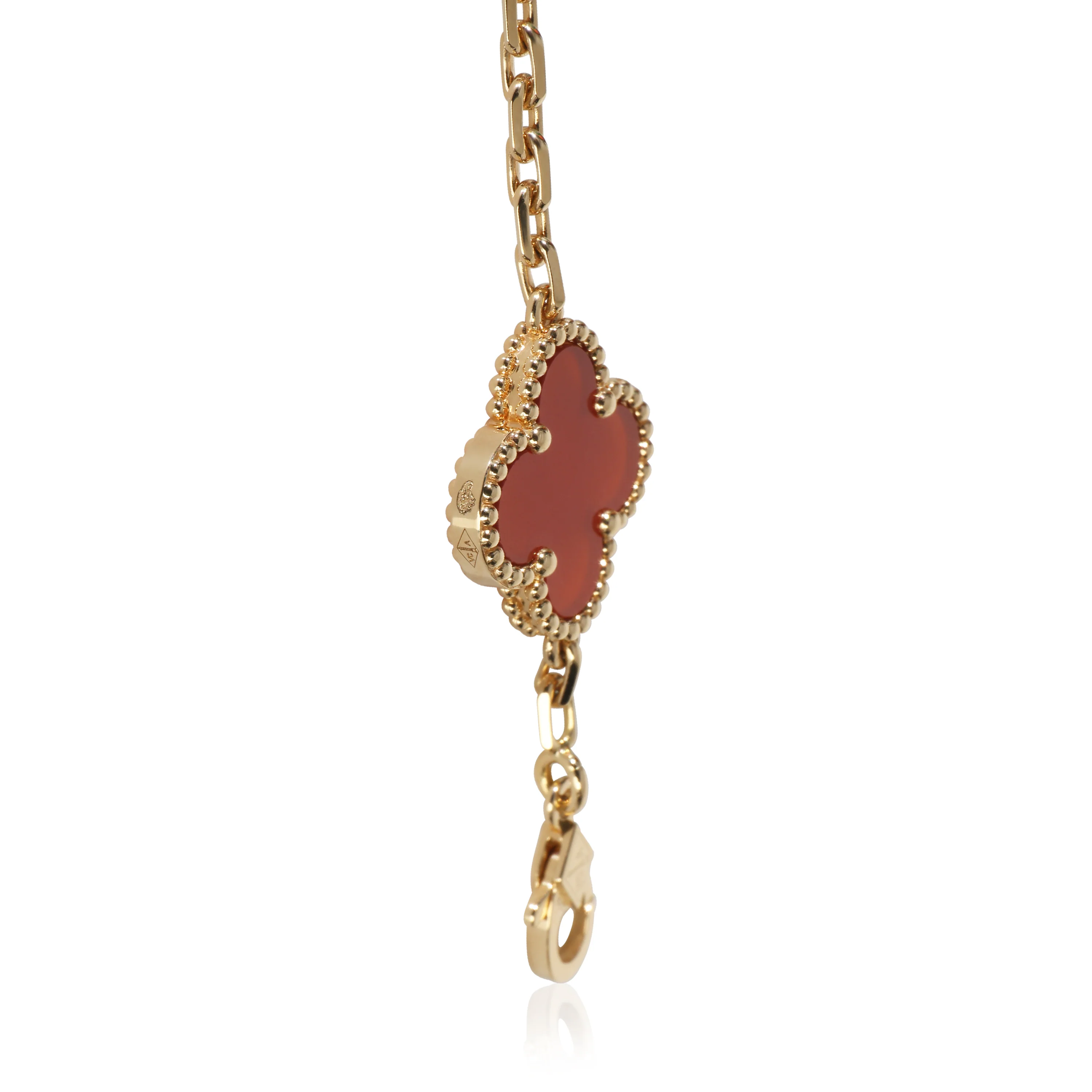 Yellow Gold Carnelian Vintage Alhambra Bracelet - Image 4