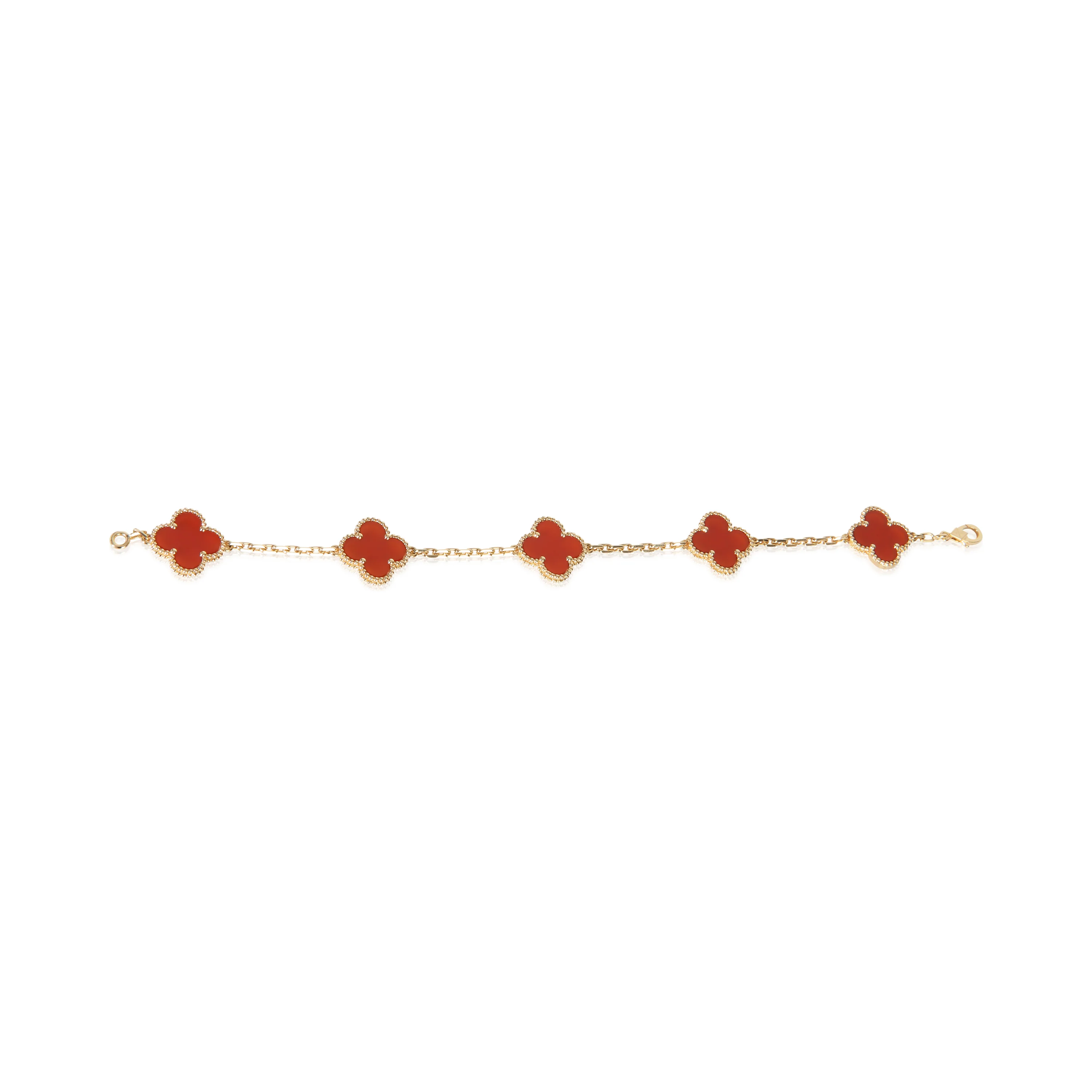 Yellow Gold Carnelian Vintage Alhambra Bracelet - Image 5