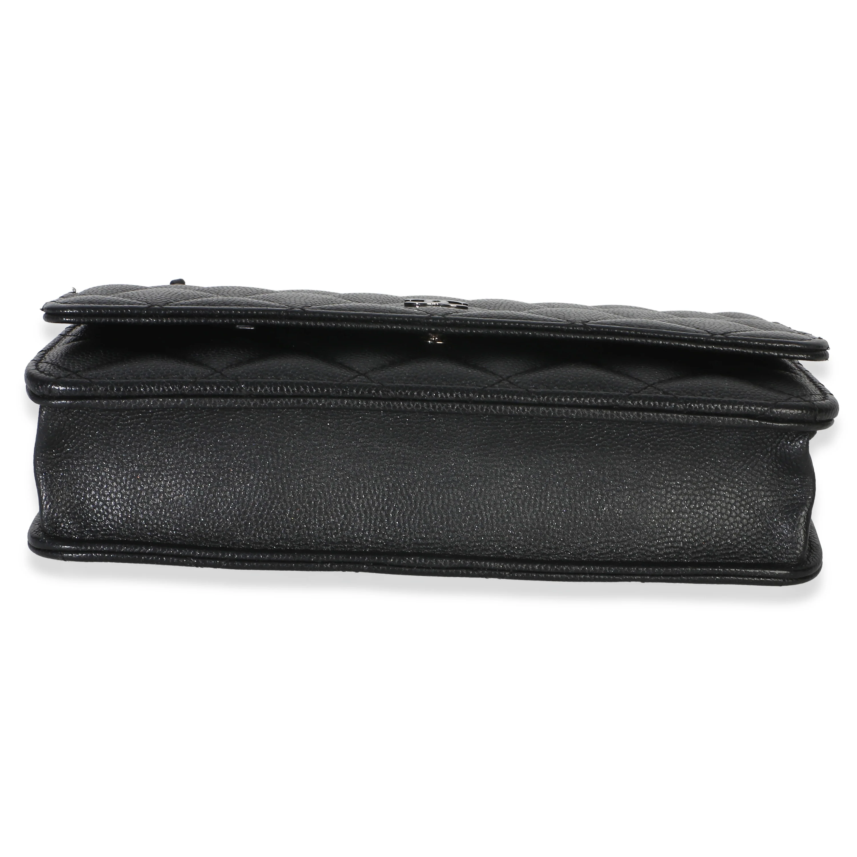 Black Iridescent Quilted Caviar Classic Wallet On Chain - Image 5