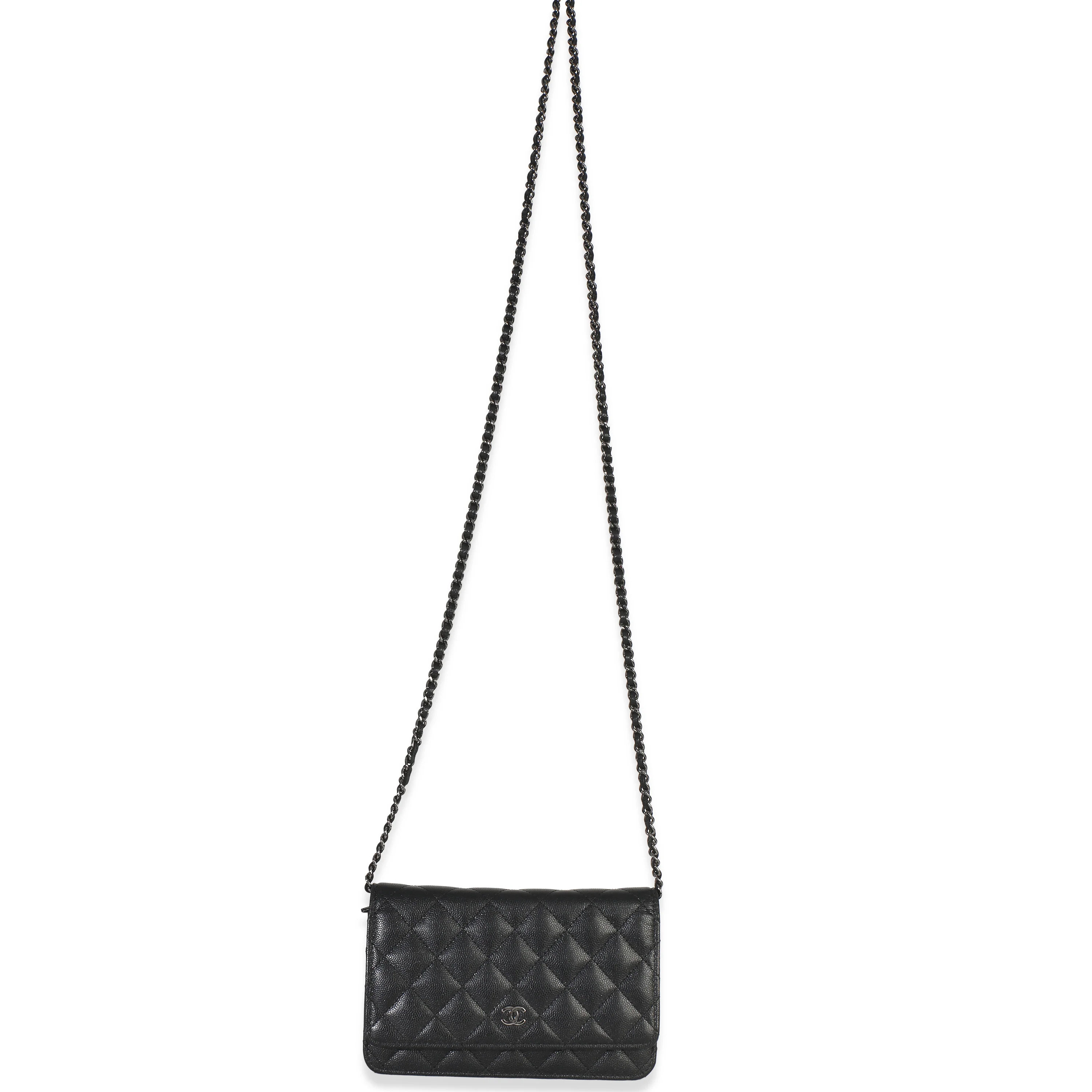 Black Iridescent Quilted Caviar Classic Wallet On Chain - Image 8