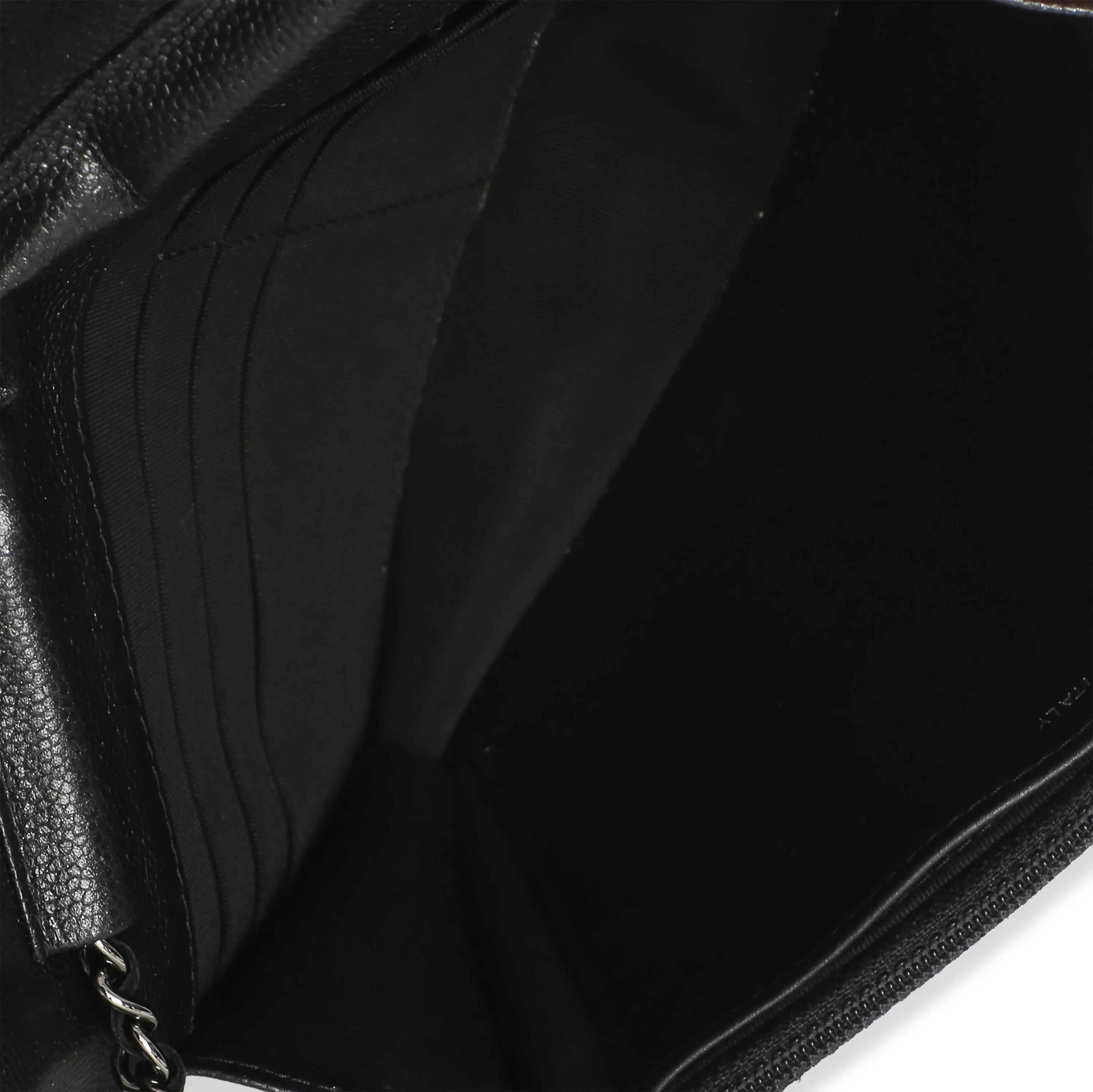 Black Iridescent Quilted Caviar Classic Wallet On Chain - Image 9